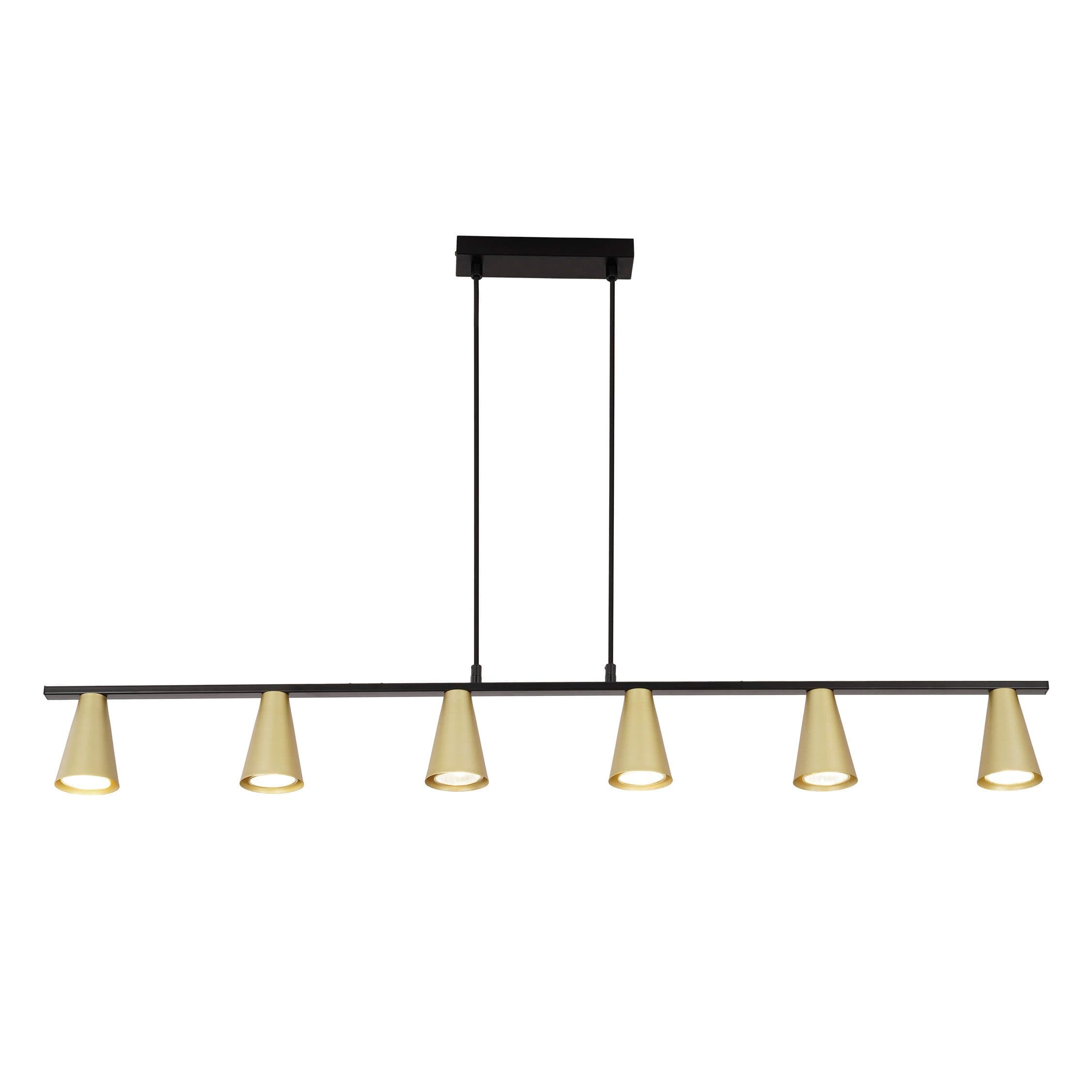 NETTLIFE riippuvalaisin ruokapöydän, riippuvalaisin GU10: 6- lamppuinen, ruokailuhuoneen valaisin, mustakultainen metalli, moderni teollinen, tyyli – Nettlife