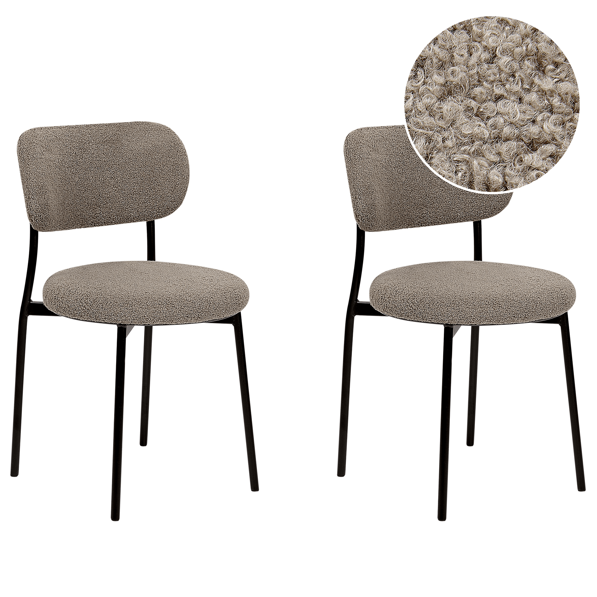 Ruokatuolisetti 2 kpl CASEY buklee Ruskeanharmaa – Beliani