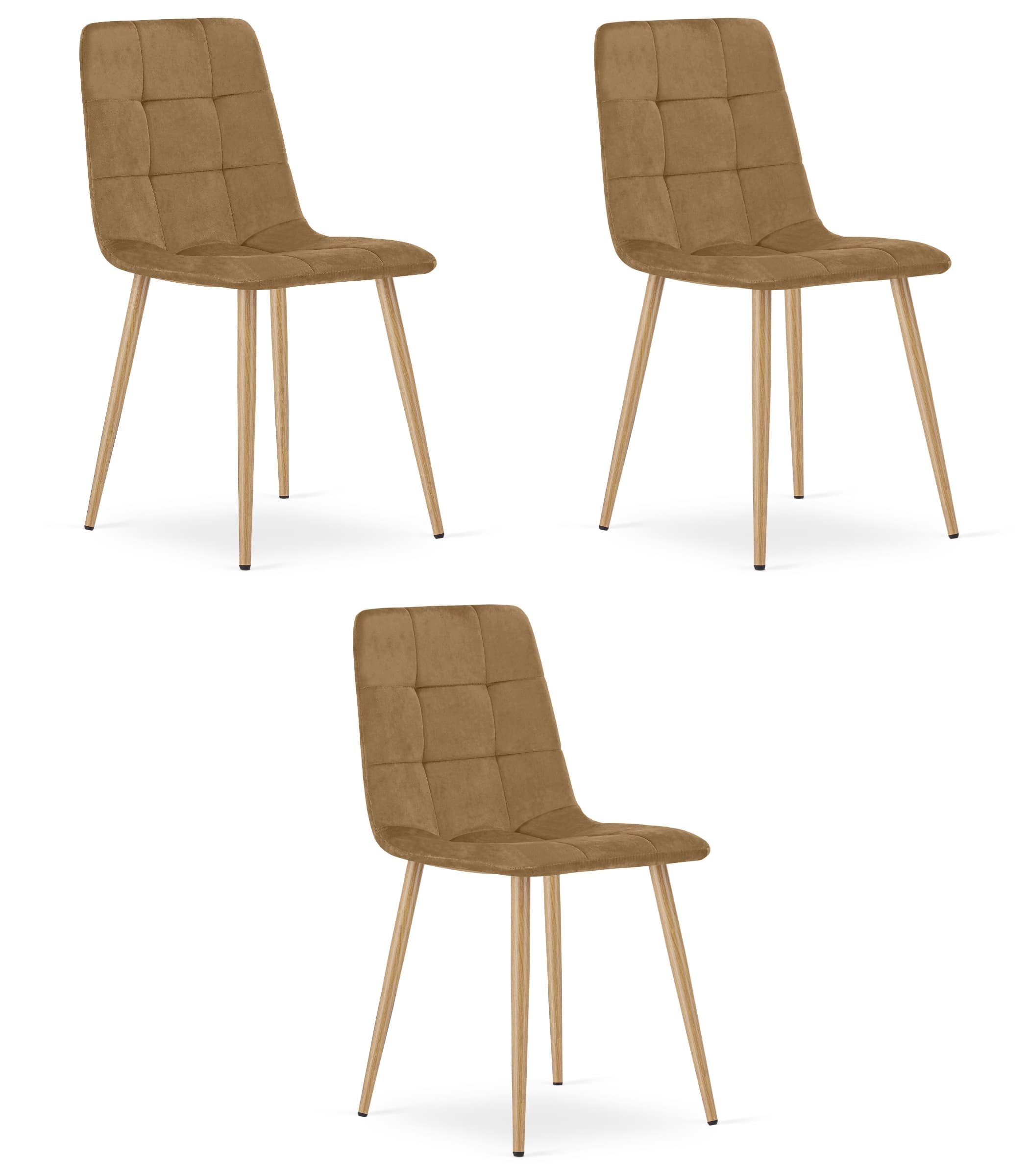 KARA-tuoli, ruskea sametti, puunväriset jalat (3 kpl) – Leobert