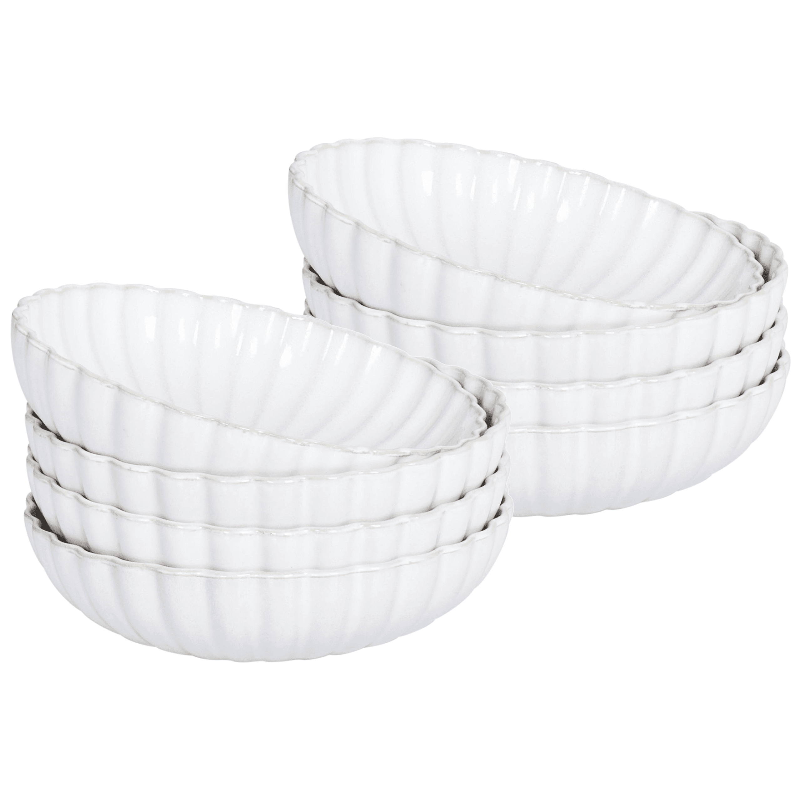 Syvä lautassetti 8 kpl NETTLE kivitavara Luonnonvalkoinen – Beliani