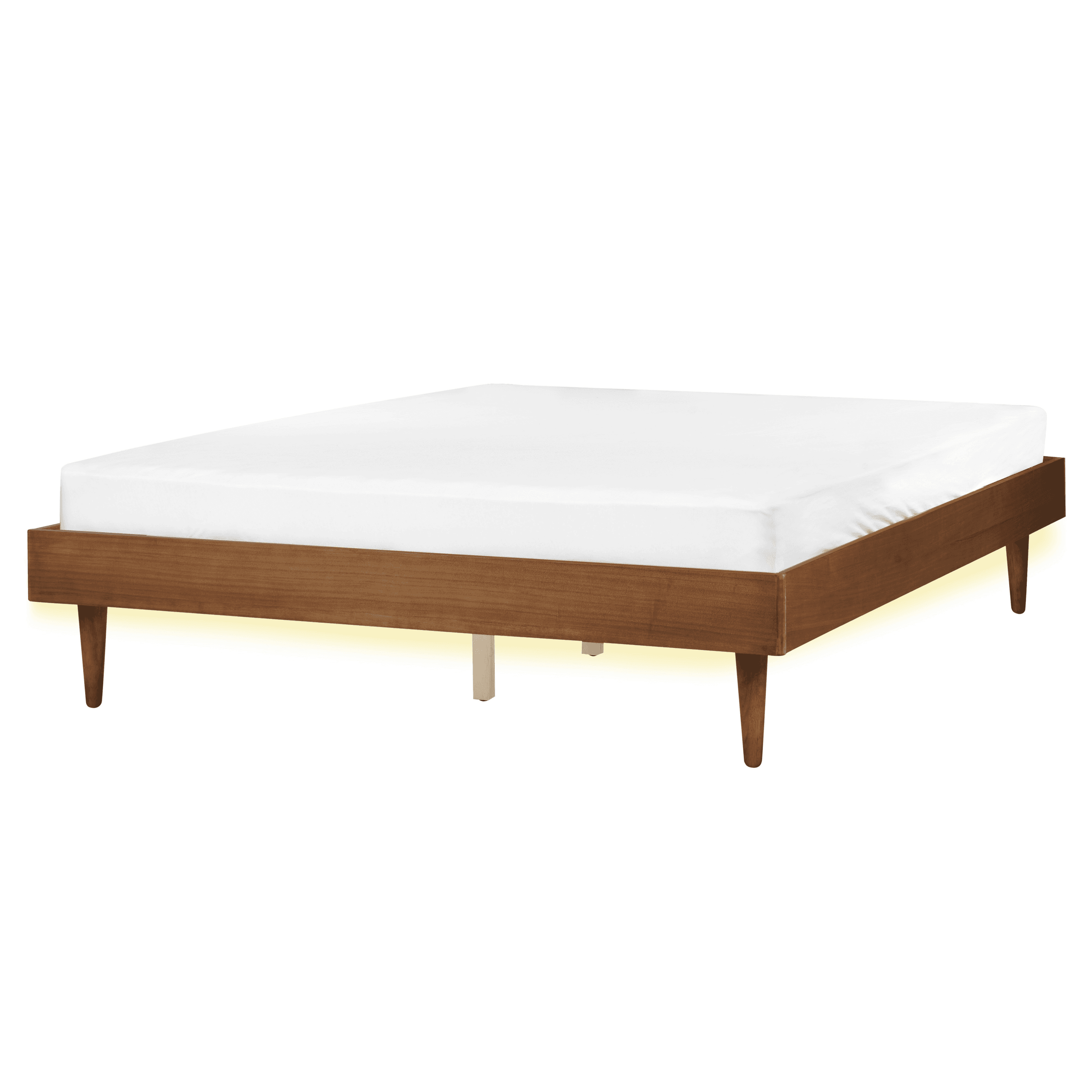 Sänky LED-valoilla TOUCY 160 x 200 cm Ruskea saarni – Beliani