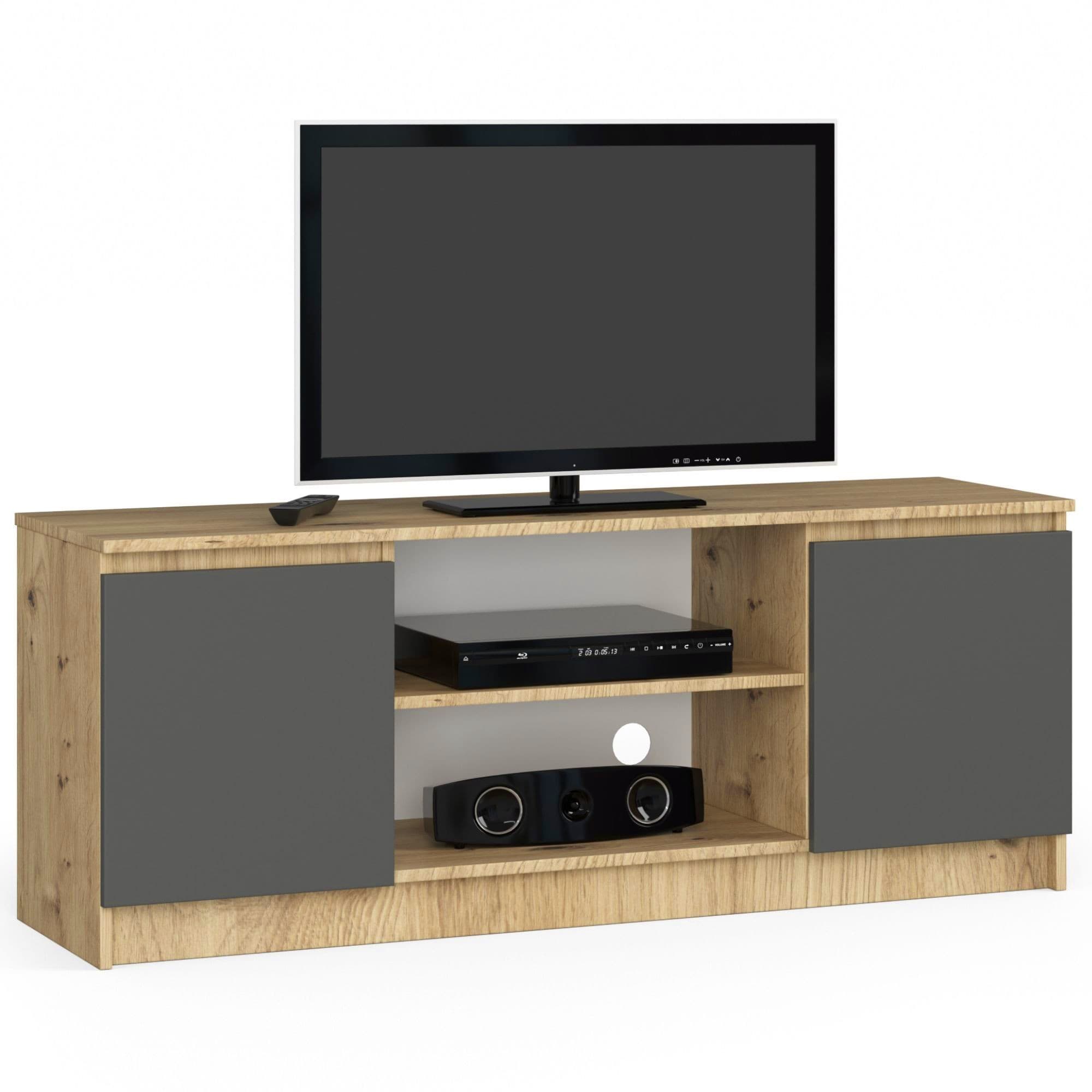 Akord TV-taso 2 Ovet 1 Hylly Artisan-tammi/Harmaa Grafiitti 140x40x55 – Akord