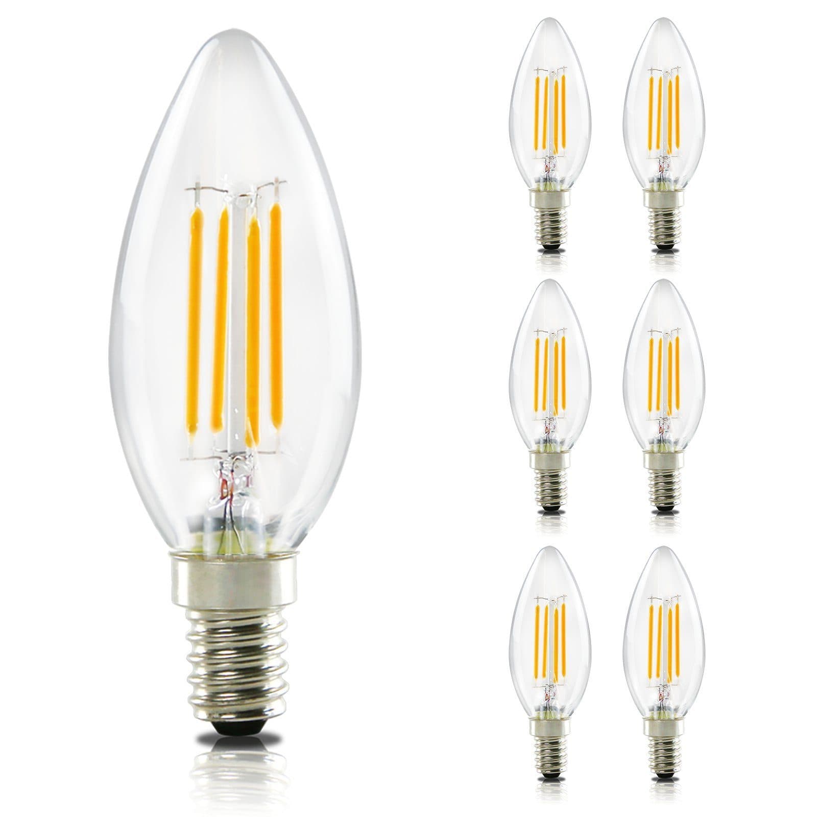 NETTLIFE 6 kpl E14 LED-lamppupaketti 4W lämpövalkoinen (2700K) kynttilälamppu Edison C35 retro vintage lasinen energiansäästö ei säädettävä