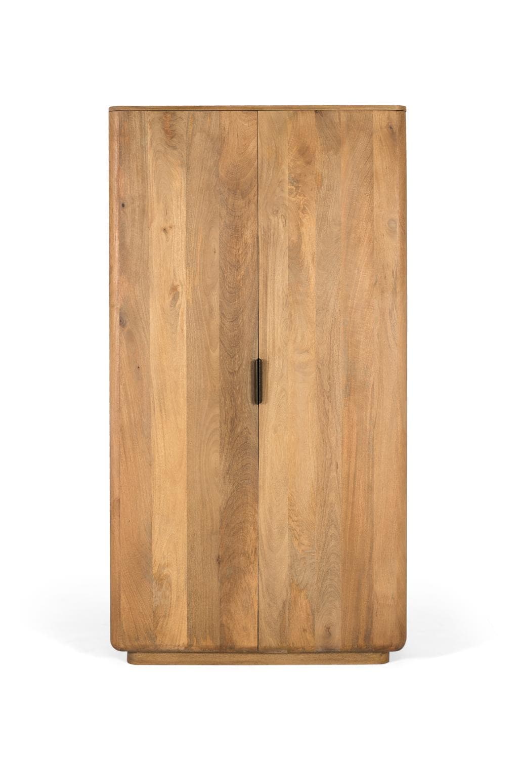 Mangopuusta valmistettu vaatekaappi, jossa on pyöristetyt kulmat