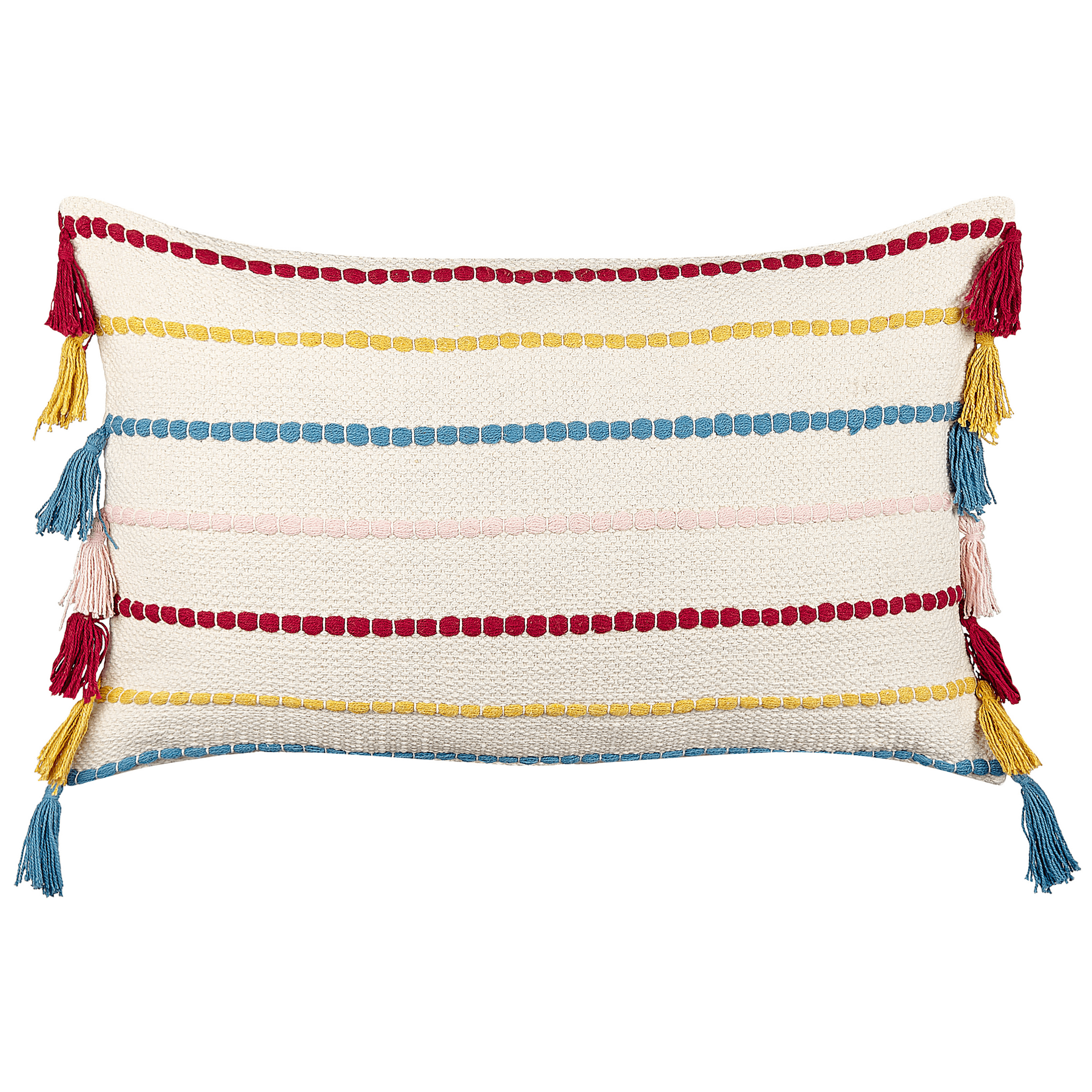 Koristetyyny AGAVE puuvilla 40 x 60 cm Vaaleanbeige Raitakuvio – Beliani