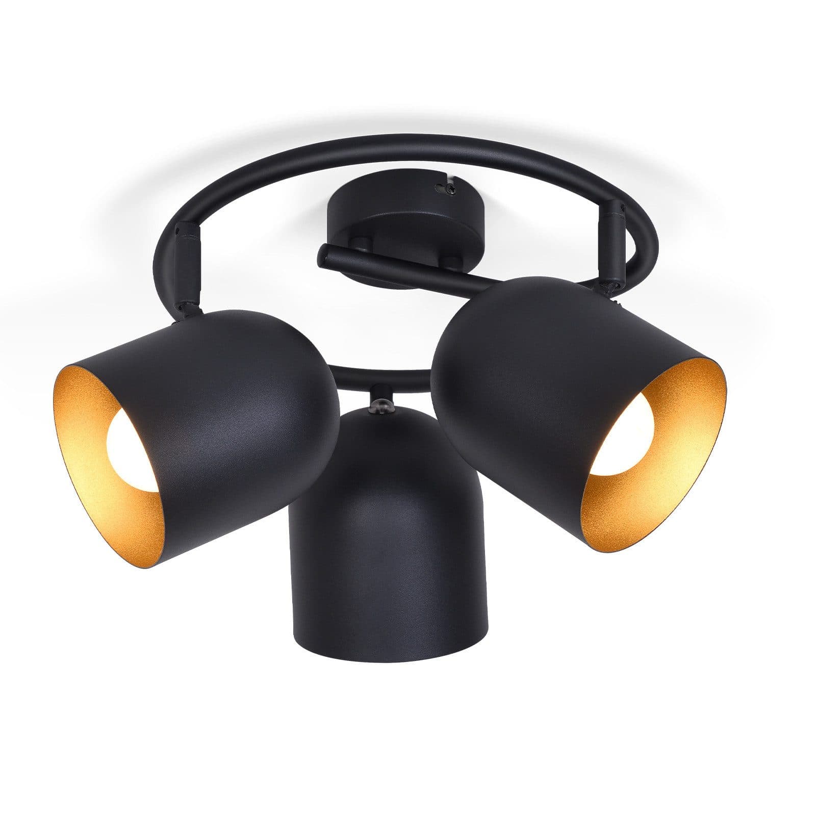 NETTLIFE Kattovalaisin E14 mustakultainen kattokohdevalaisin eteiseen teollisuustyylinen vintage - tyylinen säädettävä ilman polttimoa 350° säädettävä – Nettlife