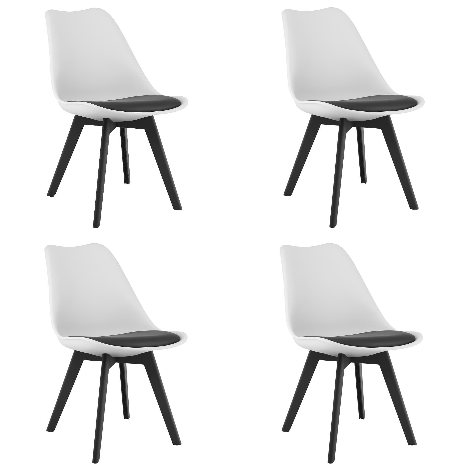 MARK-tuoli valko-musta, mustat jalat (4 kpl) – Leobert