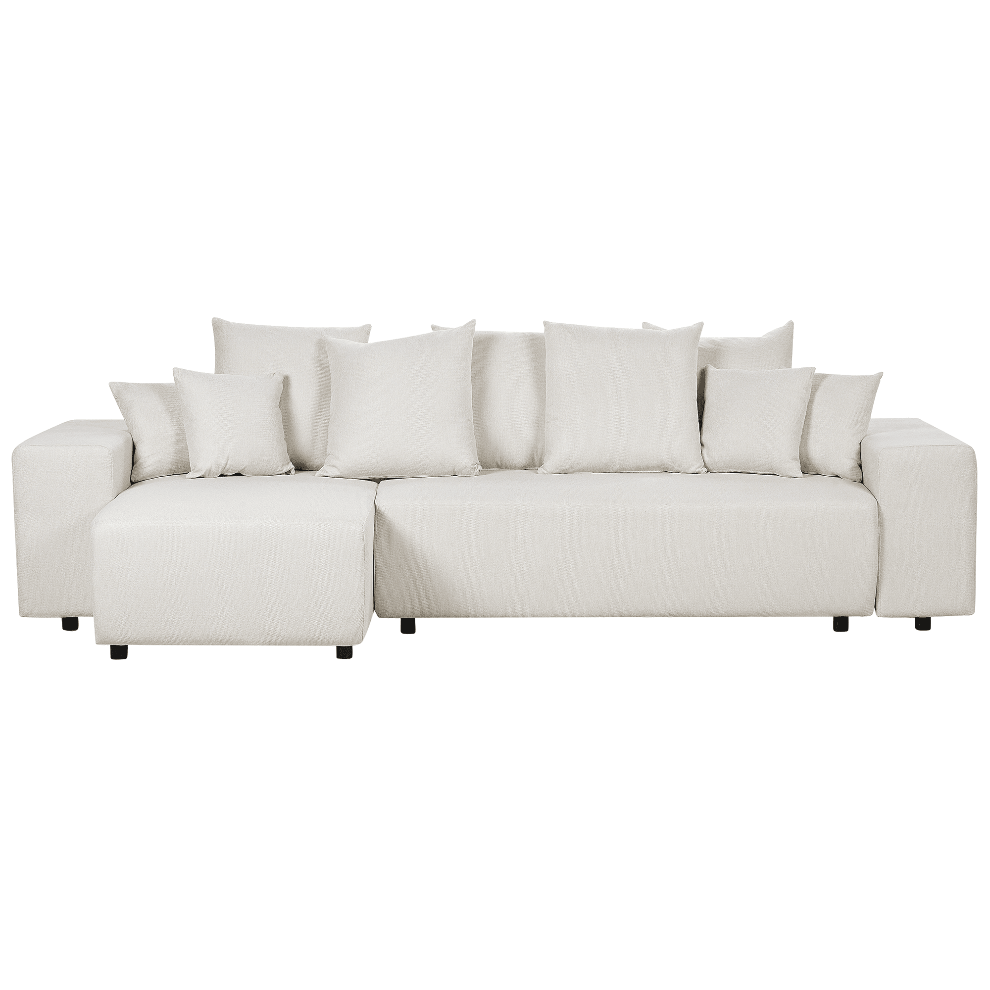 Kulmavuodesohva LUSPA kangas Vaaleanbeige säilytystila 3-istuttava Oikea – Beliani