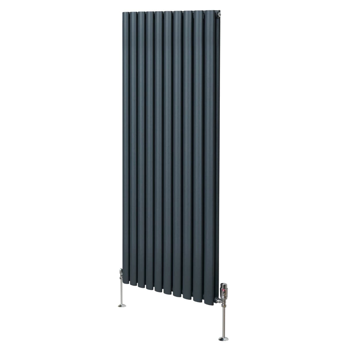 Soikea pylväspatteri ja venttiilit - 1600 mm x 600 mm – Antrasiitinharmaa – Monstershop