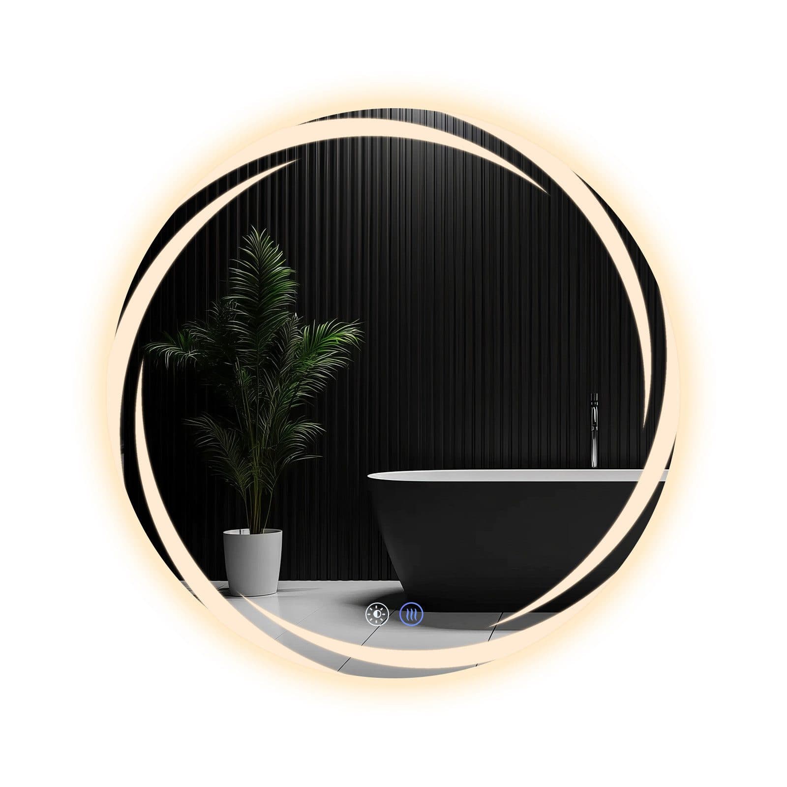 NETTLIFE Kylpyhuoneen peili valaistuksella, LED - pyöreä kylpyhuoneen peili, 70 cm IP44 pyöreä kylpyhuoneen peili kosketustoiminnolla