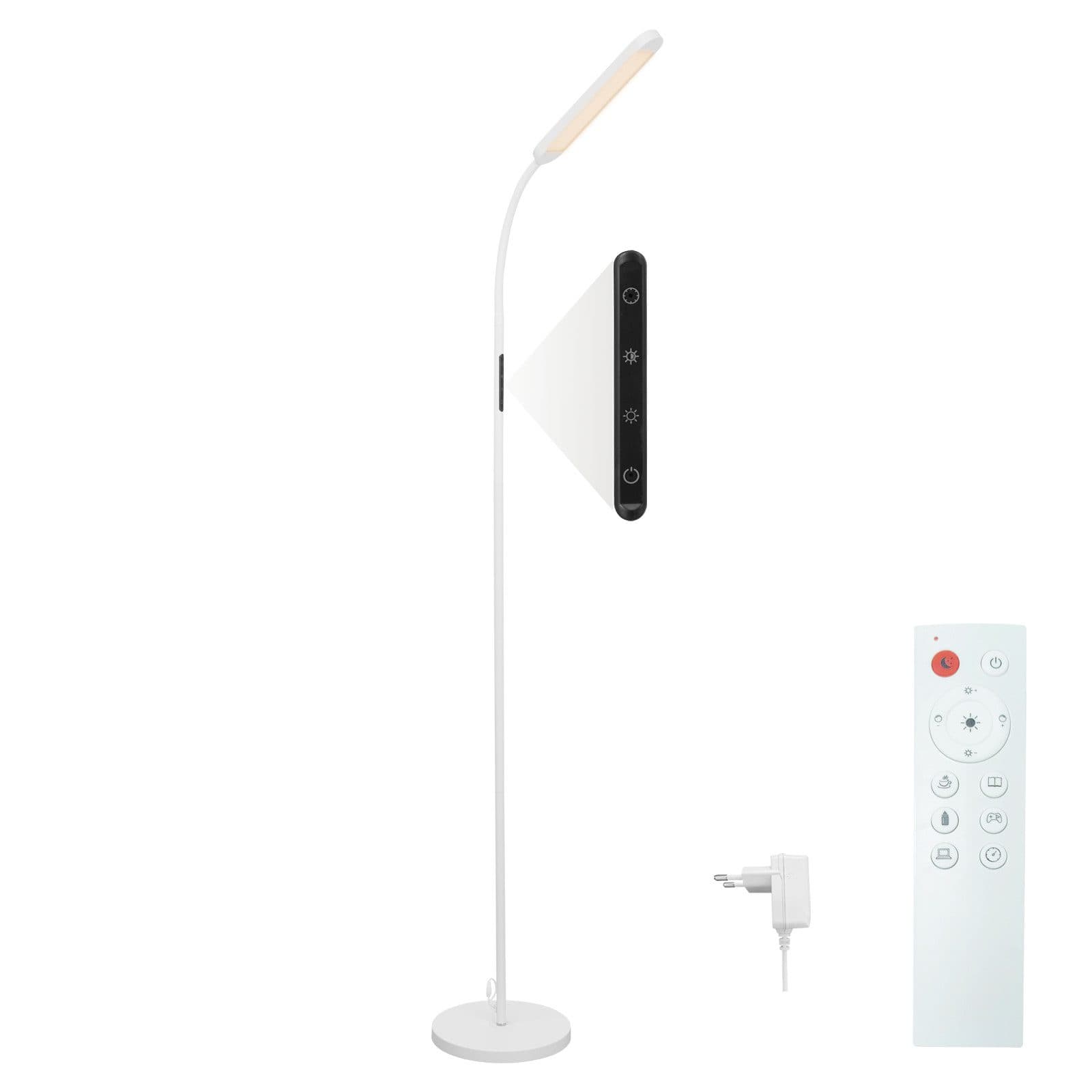 NETTLIFE LED - lattiavalaisin olohuoneeseen, himmennettävä, valkoinen lattiavalaisin, 11 W, 360° kääntyvä, sohva – Nettlife