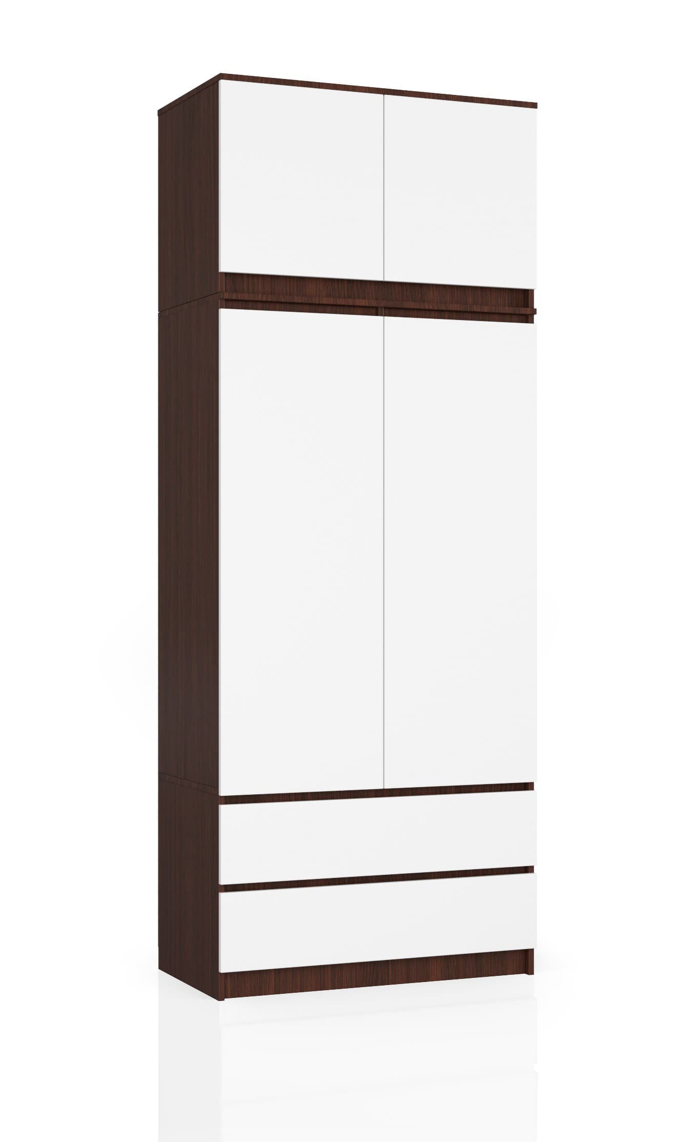 Akord Yläsäilytyskaappi 2-ovinen 2-laatikollinen Wenge/Valkoinen 90x51x234 – Akord