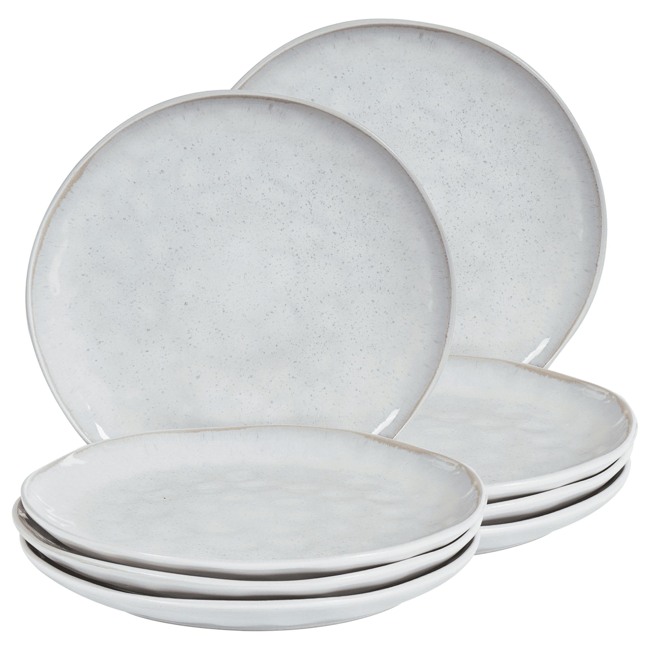 Ruokalautassetti 8 kpl SESAME kivitavara Vaaleanharmaa – Beliani