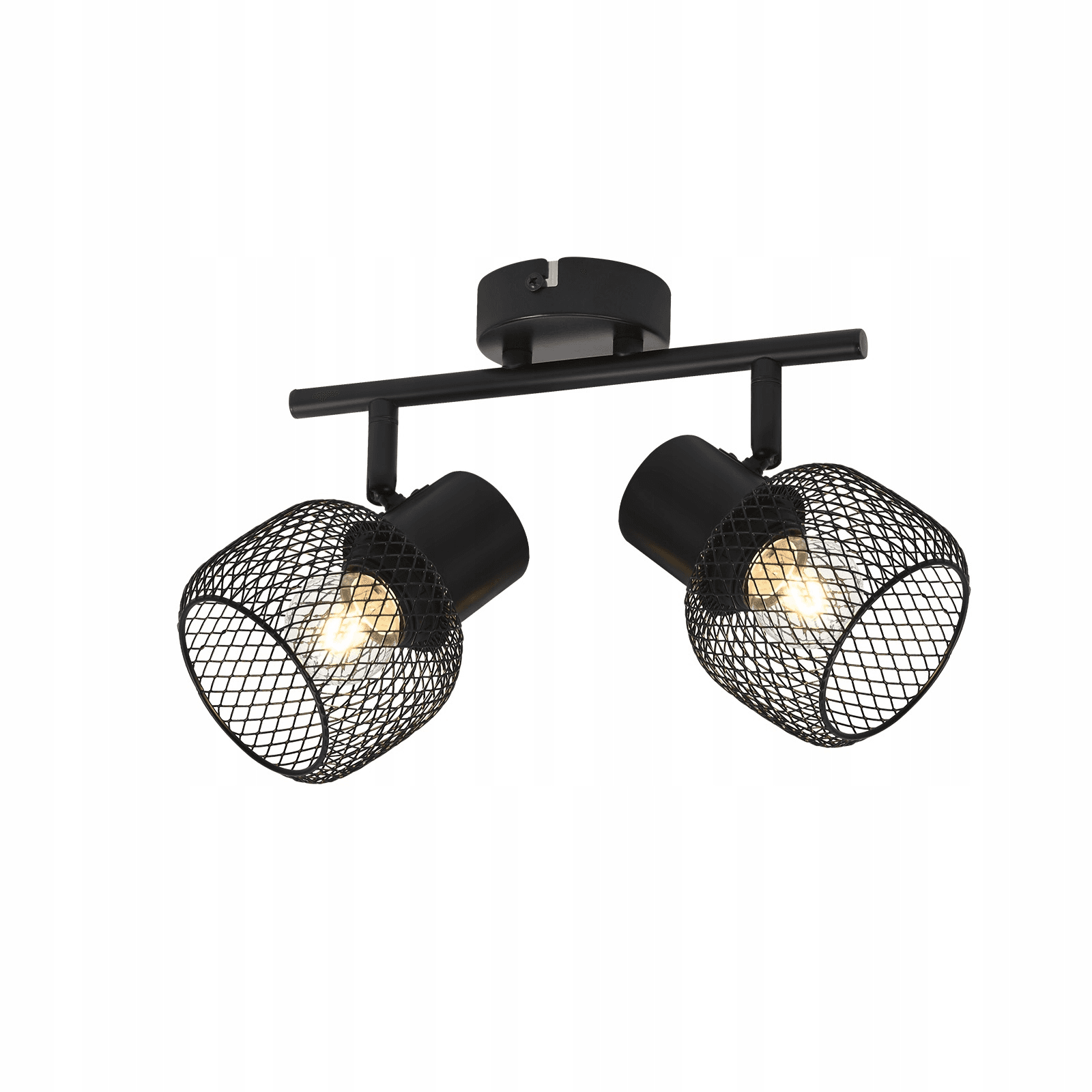 NETTLIFE - kattovalaisin, 2 spottia, E27 max. 25 W Vintage, 2 lamppua - 330°Kääntyvä, sisävalaisin mustaa, metallia eteiseen, olohuoneeseen – Nettlife