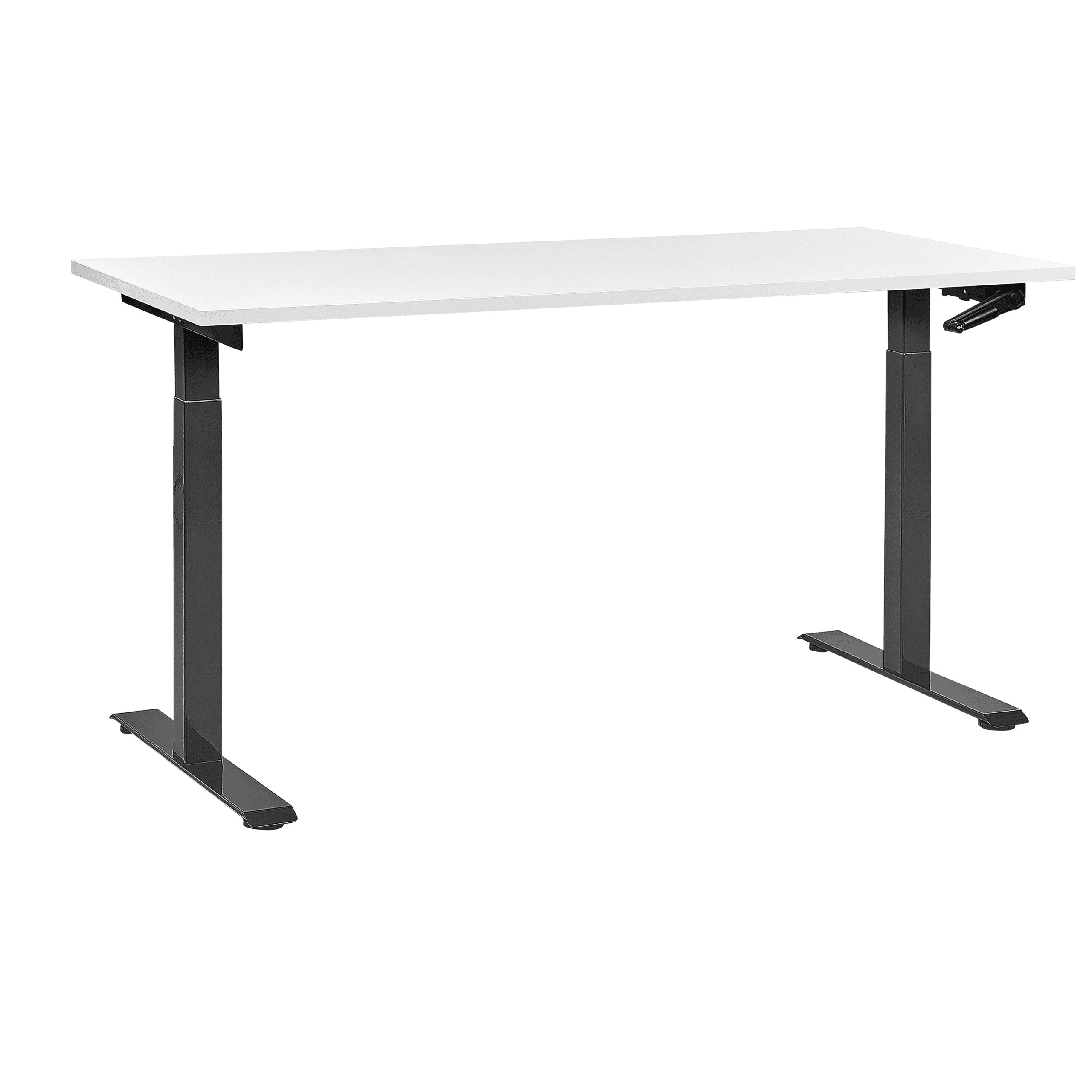 Manuaalisesti säädettävä työpöytä DESTINES Valkoinen/musta 160 cm 72 cm
