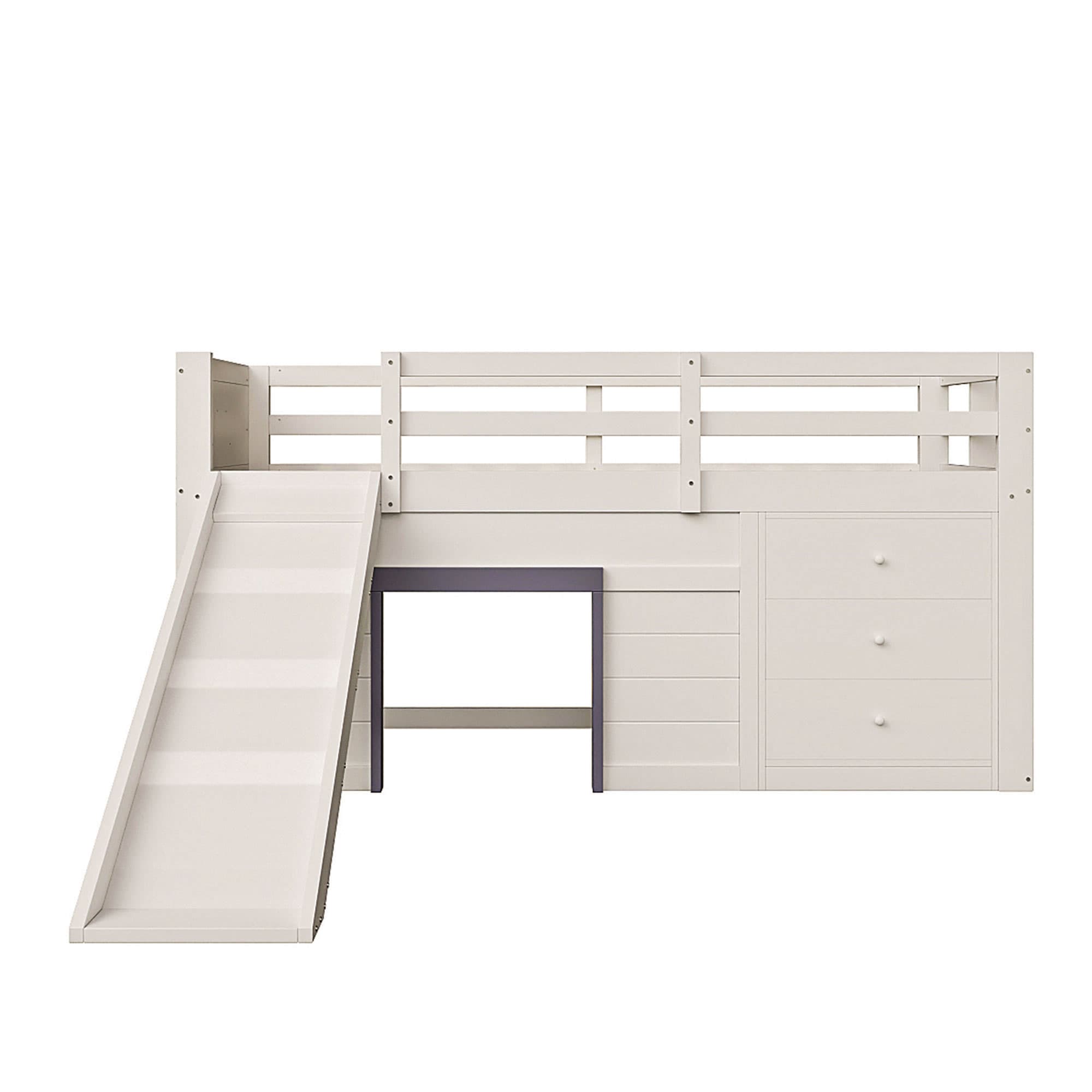 Lasten Liukumäkisänky, 90x200 cm, Kermanvärinen