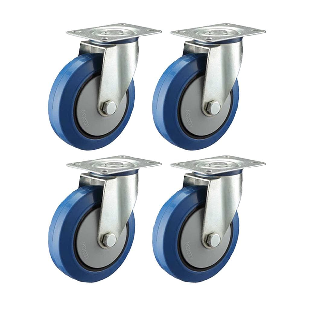 100mm Flight case castors - joustava kuminen kääntyvä pyörä 150kg kukin - 4 kpl:n sarja - - – Parnells