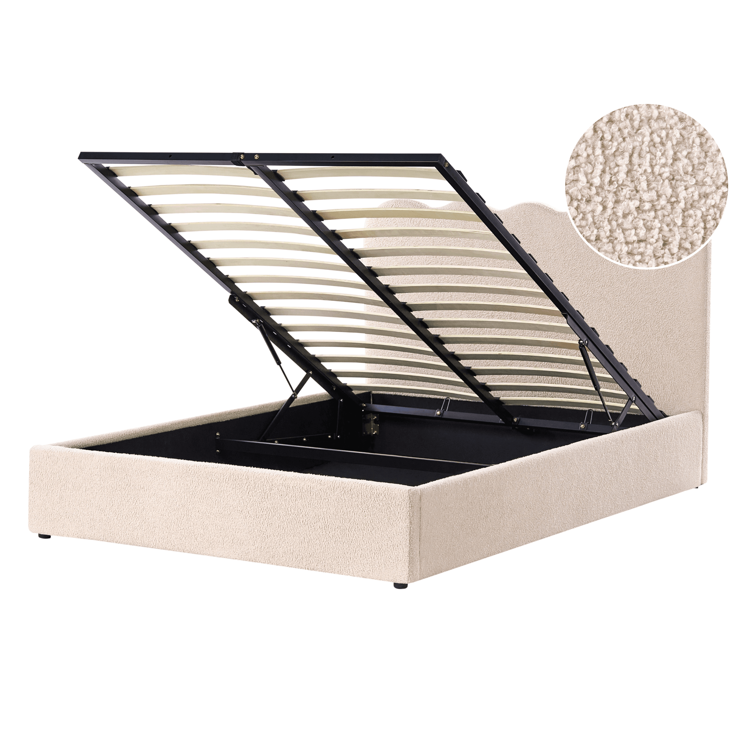 Sänky säilytystilalla buklee NANTERRE 140 x 200 cm Beige – Beliani