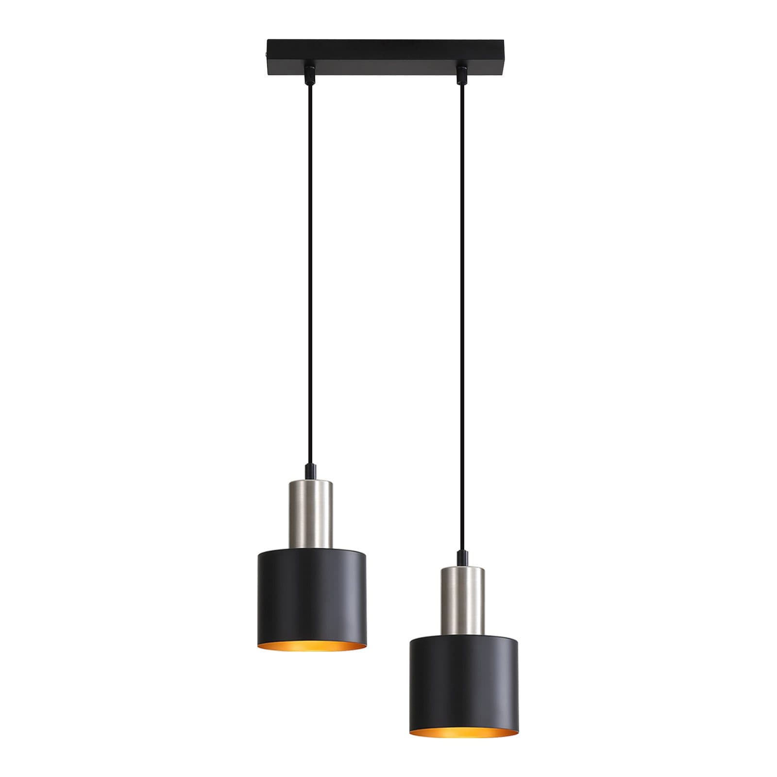 NETTLIFE Ruokapöydän riippuvalaisin, E27, vintage, 2 lamppua, musta-kulta – Nettlife