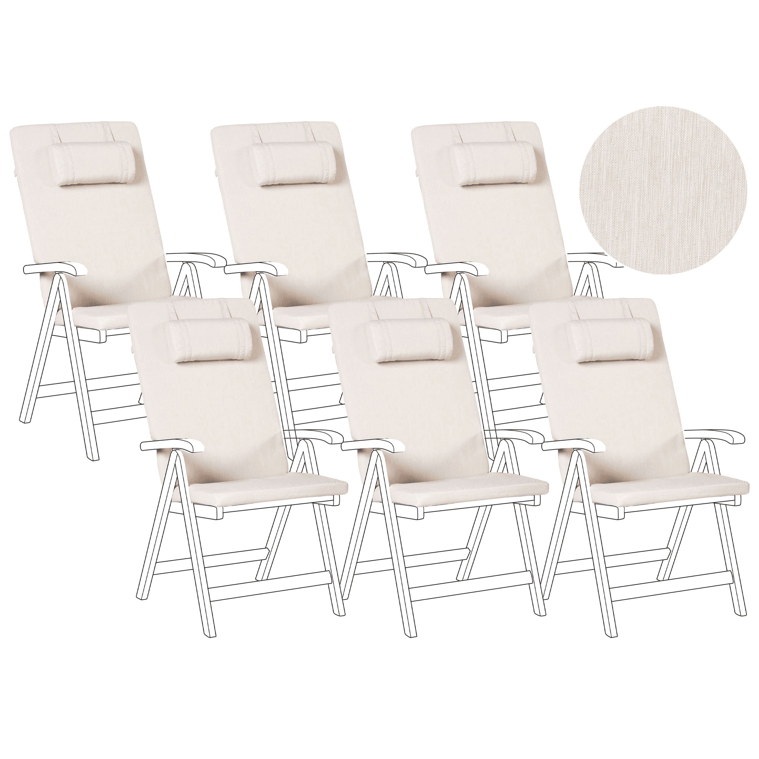 Selkä-/istuintyynysetti 6 kpl JAVA/AMANTEA PREMIUM 50 x 70 cm Vaaleanbeige – Beliani