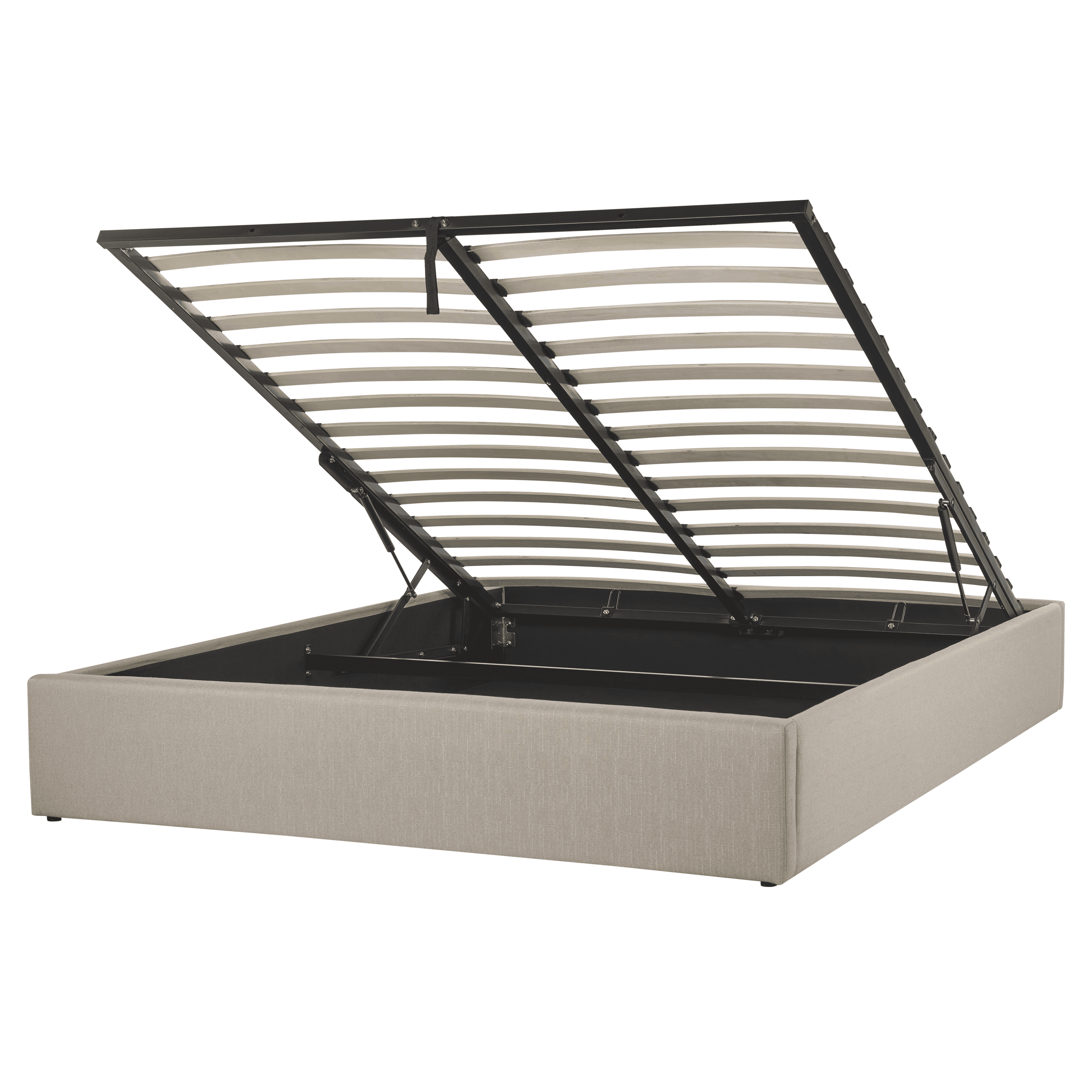 Sänky säilytystilalla ilman sängynpäätyä kangas DINAN 160 x 200 cm Vaaleanruskea – Beliani