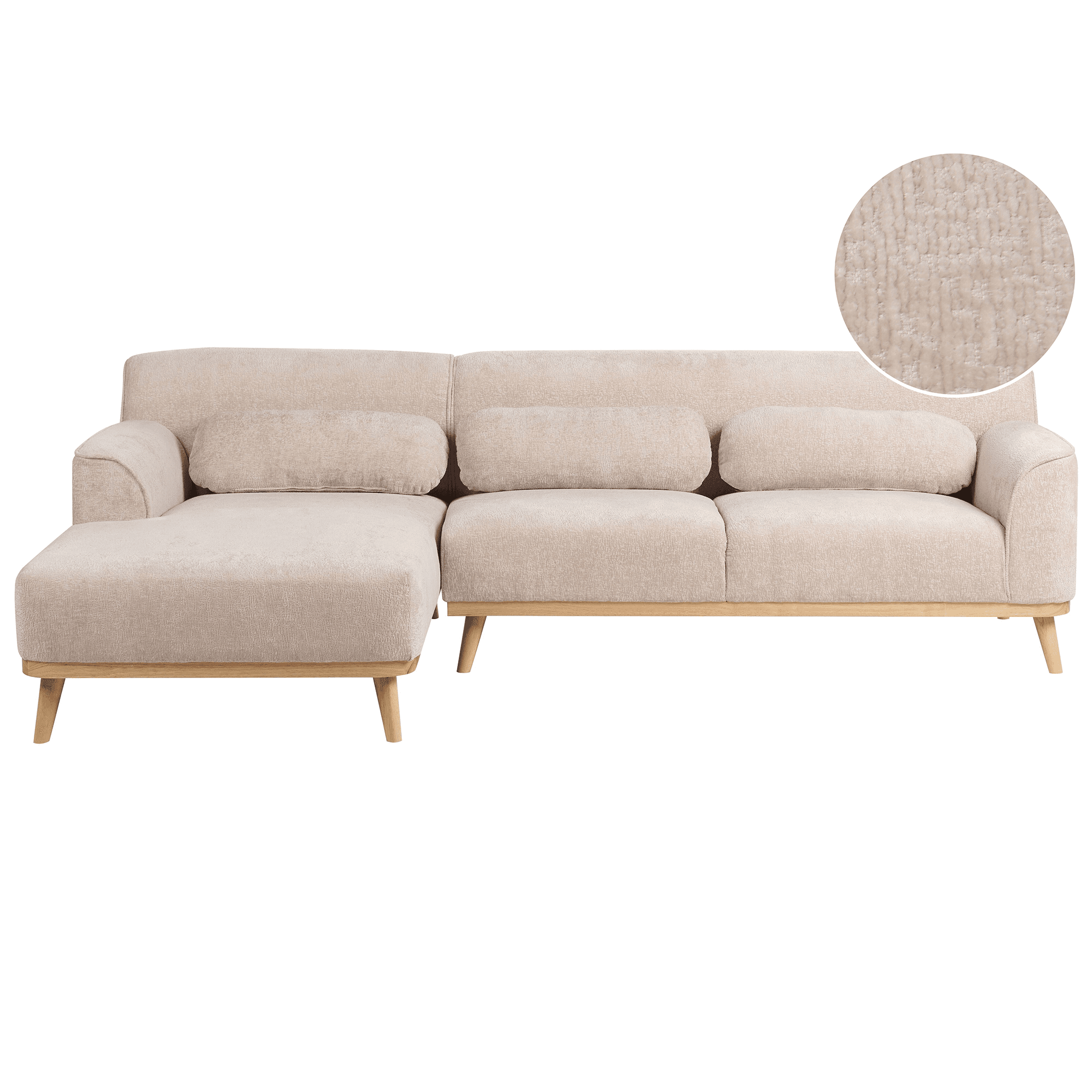 Kulmasohva SIMOS chenille Beige 3-istuttava Oikea – Beliani