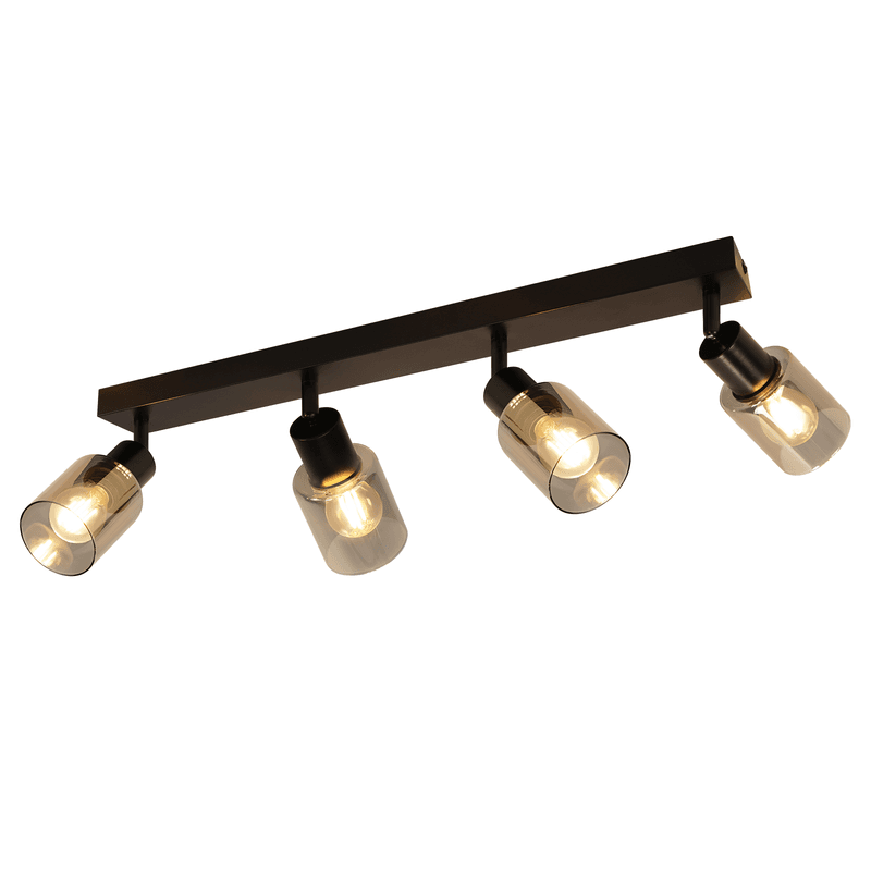 NETTLIFE - kattovalaisin spotti 4 liekkiä musta teollinen E14- kattovalaisin olohuoneeseen