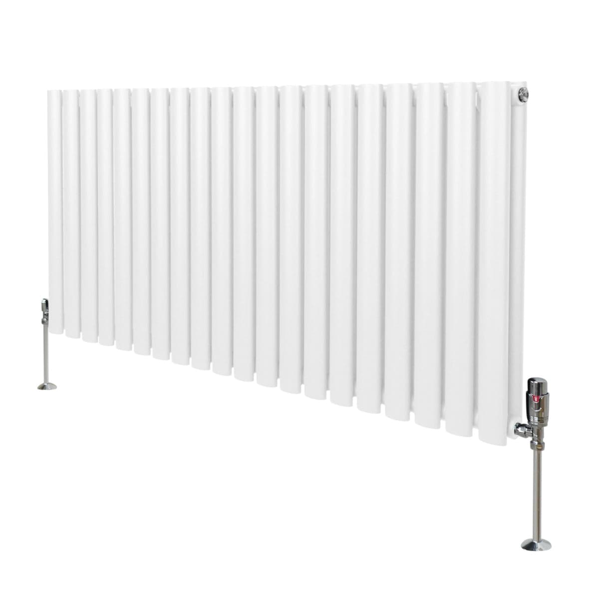 Soikea pylväspatteri ja venttiilit - 600 mm x 1200 mm – Valkoinen