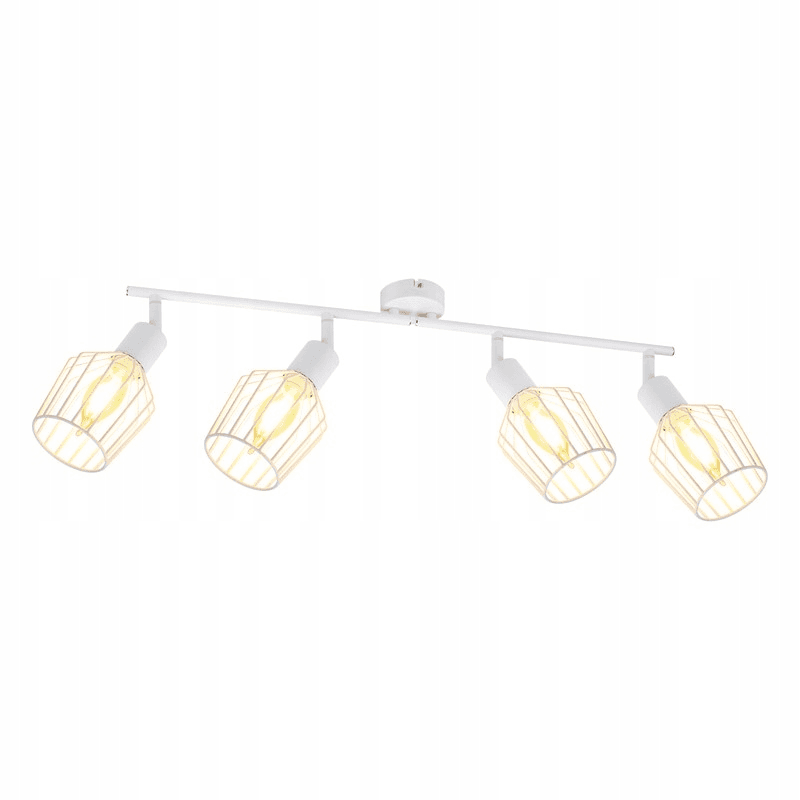 NETTLIFE 4 E14 - kattospottivalaisinta - metallia, 350° kääntyvä teollinen eteisvalaisin, seinävalaisin eteiseen ja olohuoneeseen, valkoinen – Nettlife