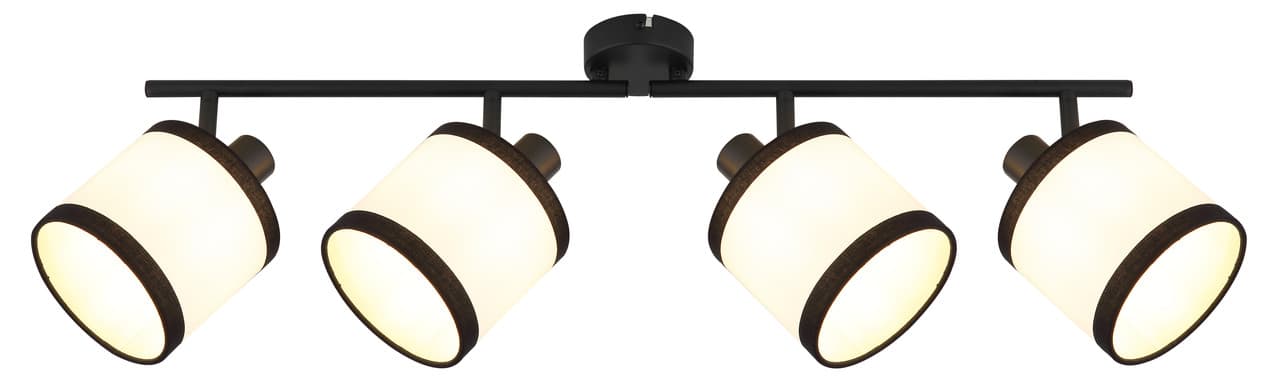 NETTLIFE 4-lamppuinen musta kattovalaisin vintage kangas e14 led 350° kääntyvä makuuhuone olohuone keittiö toimisto eteinen ilman polttimoa – Nettlife