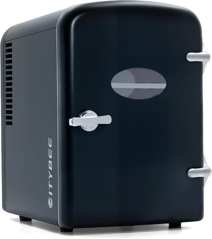 NETTLIFE Minijääkaappi 4L Pieni jääkaappi 12V 230V Ihanteellinen auton makuuhuoneeseen, leirintäalueelle, toimistoon ja matkoille (musta) – Nettlife