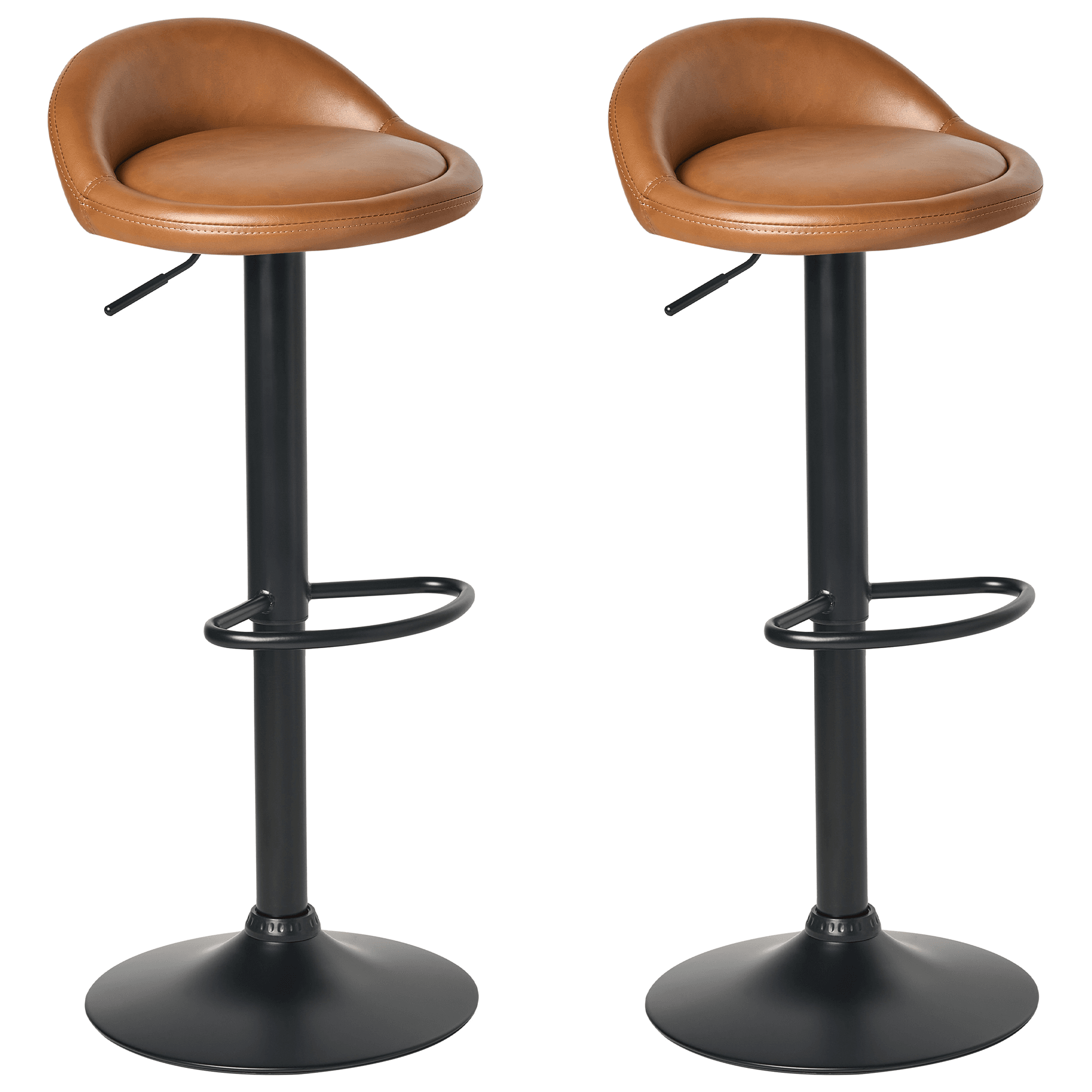 Baarijakkarasetti 2 kpl MEEDER keinonahka pyörivä Ruskea – Beliani