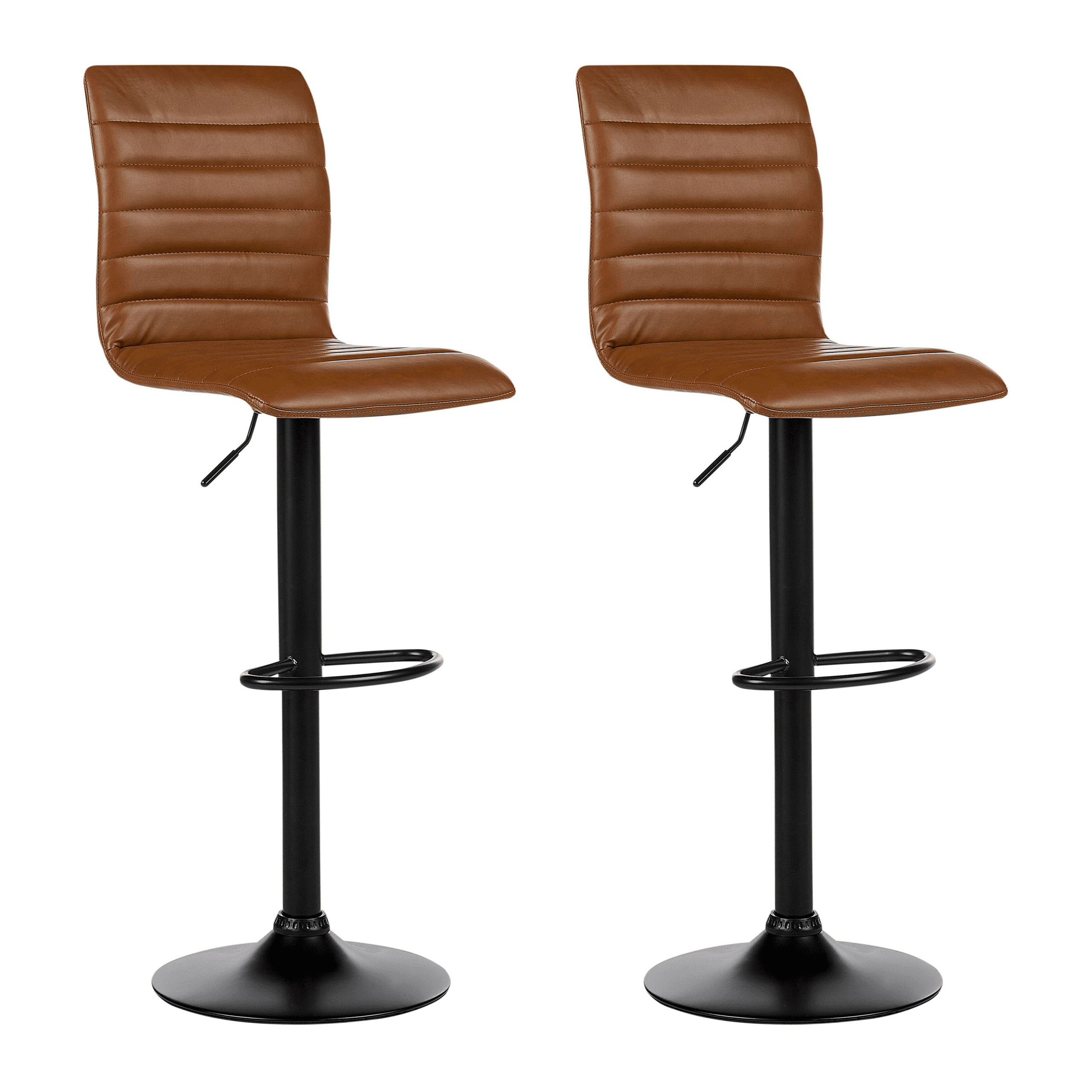 Baarituolisetti 2 kpl LUCERNE keinonahka pyörivä Kullanruskea – Beliani