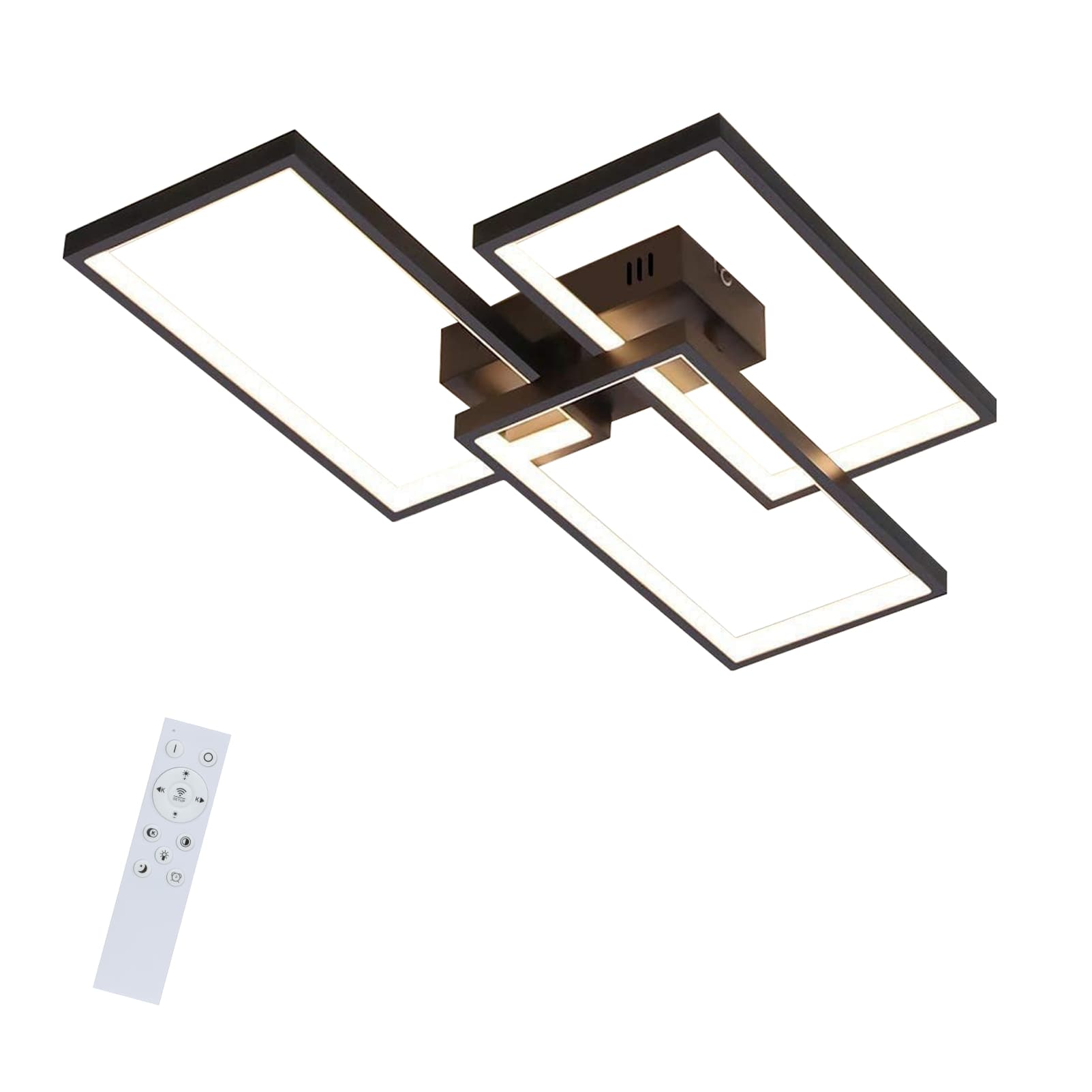 NETTLIFE 63 W:n, LED - kattovalaisin, himmennettäväKaukosäätimellä, moderni muotoilu, musta metalli, makuuhuoneeseen, ruokailutilaan, olohuoneeseen – Nettlife