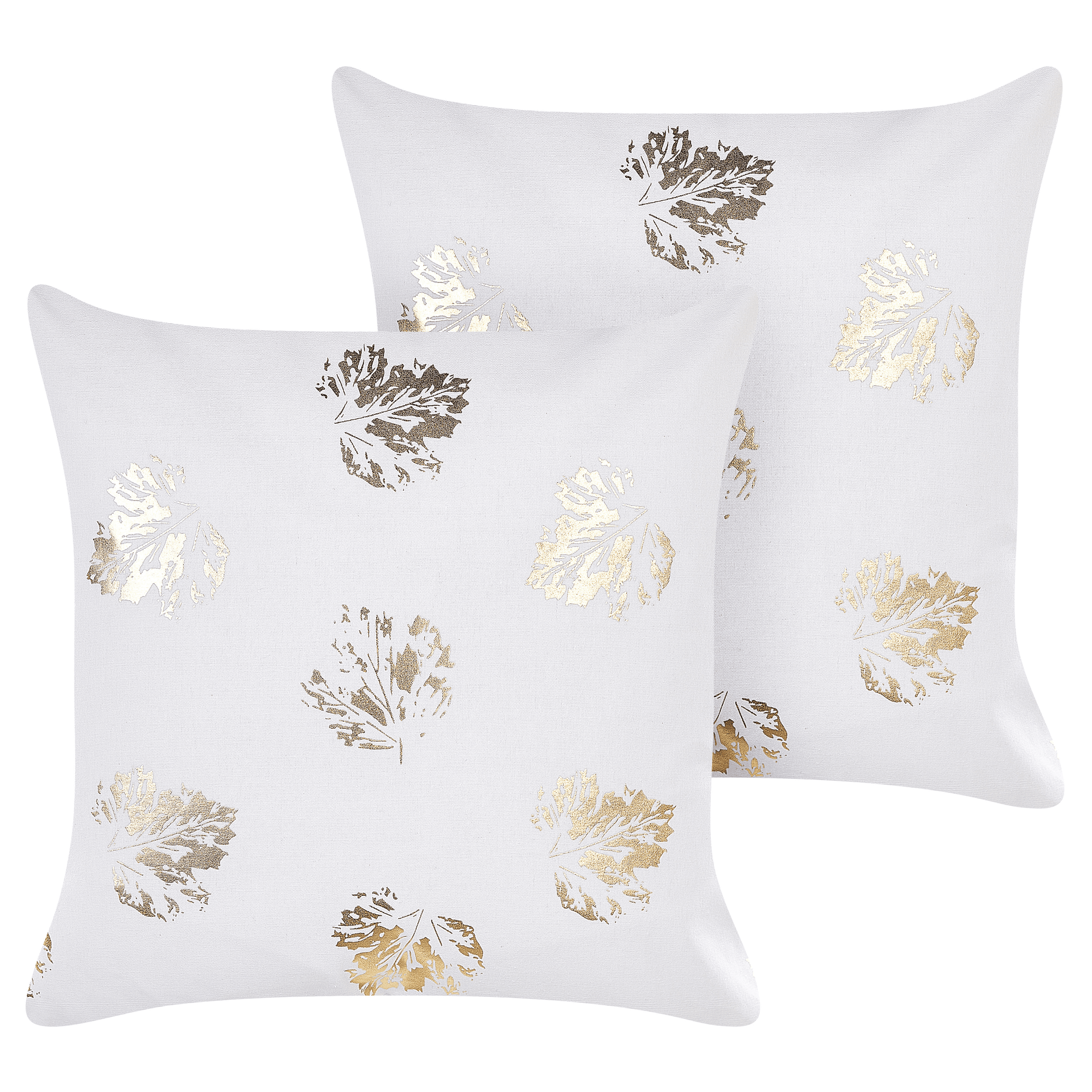 Koristetyynysetti 2 kpl GOLDENROD sametti 45 x 45 cm Valkoinen Kasvikuvio – Beliani