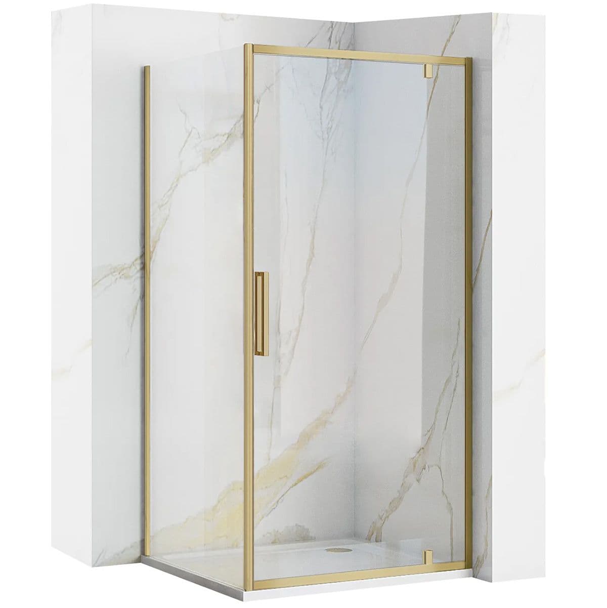 REA Kulmasuihkukaappi RAPID SWING 90X90 harjattu kulta, 90X90X195CM