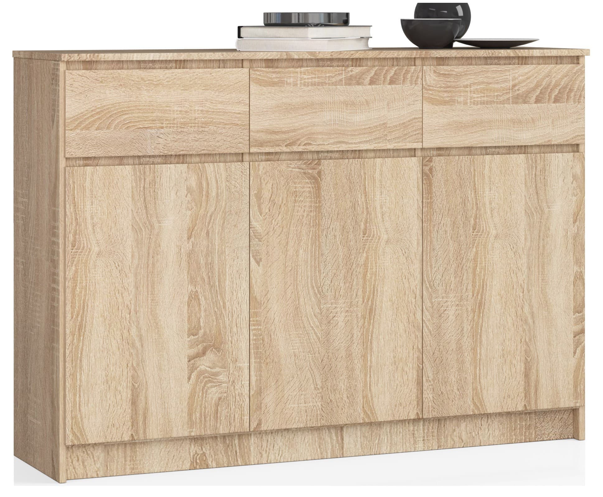 Akord Lipasto 3 Ovet 3 Laatikkoa Sonoma-tammi 138x40x99 – Akord