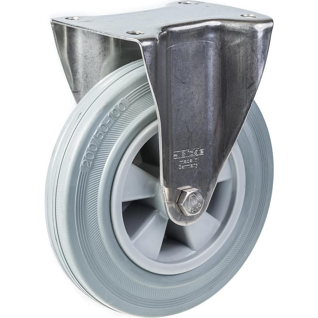 200mm 8 ruostumattomasta teräksestä valmistettu harmaa kumirosteri, kiinteä, 205kg. – Parnells