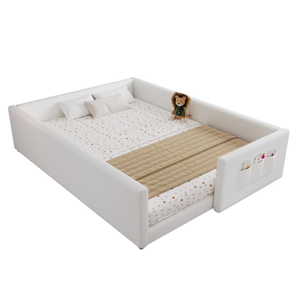 Lastensänky 140x200 cm, reunustettu muotoilu, PU-materiaali