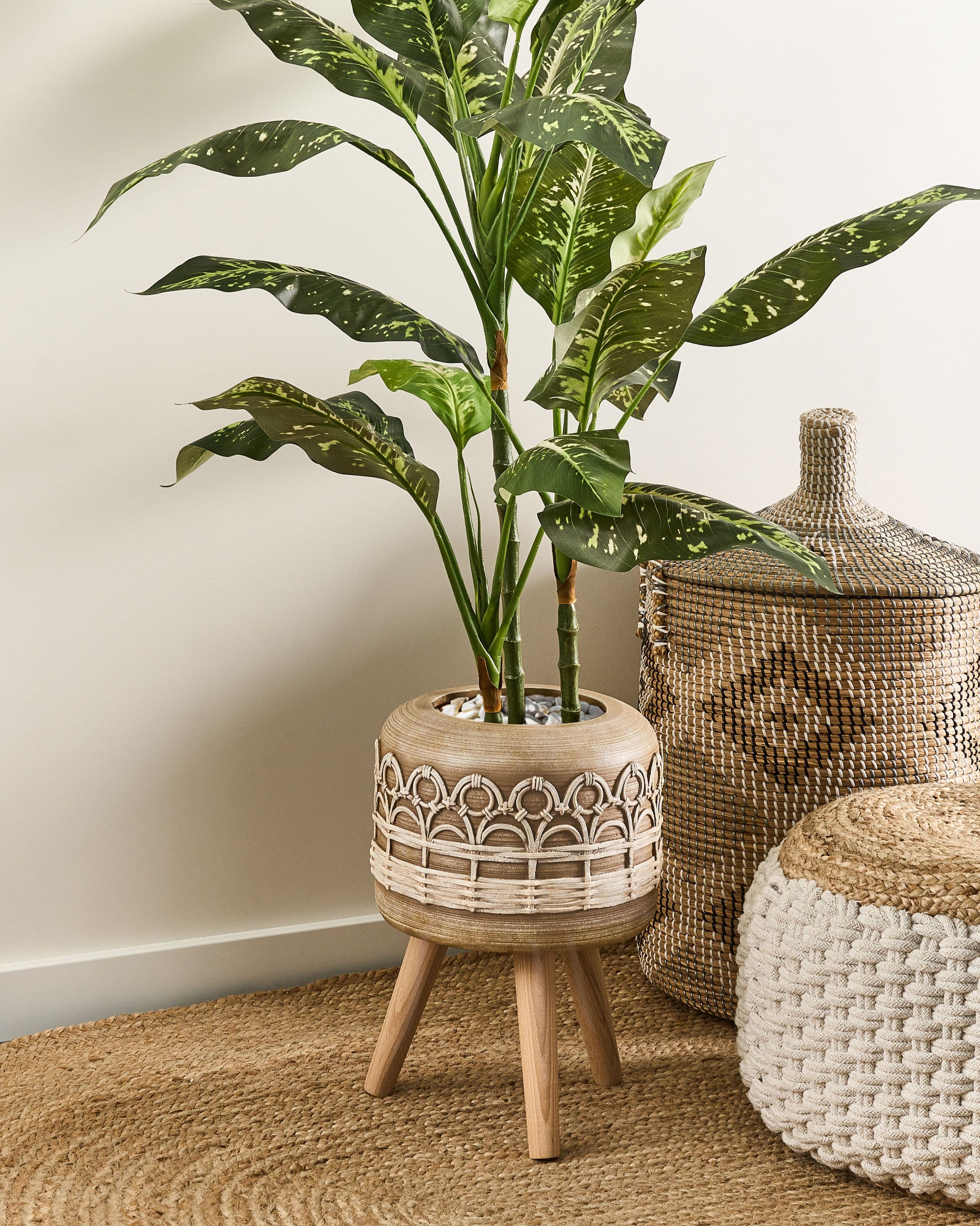 Korotettu kukkaruukku CYRTOMIUM 27 cm Vaaleanruskea – Beliani