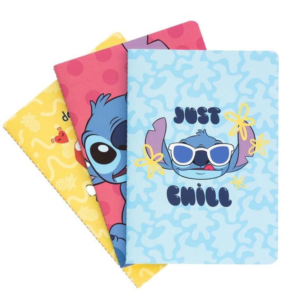 Erä 3 Muistikirjaa A5 Tropical Stitch Eri Sivut Viivat – Disney