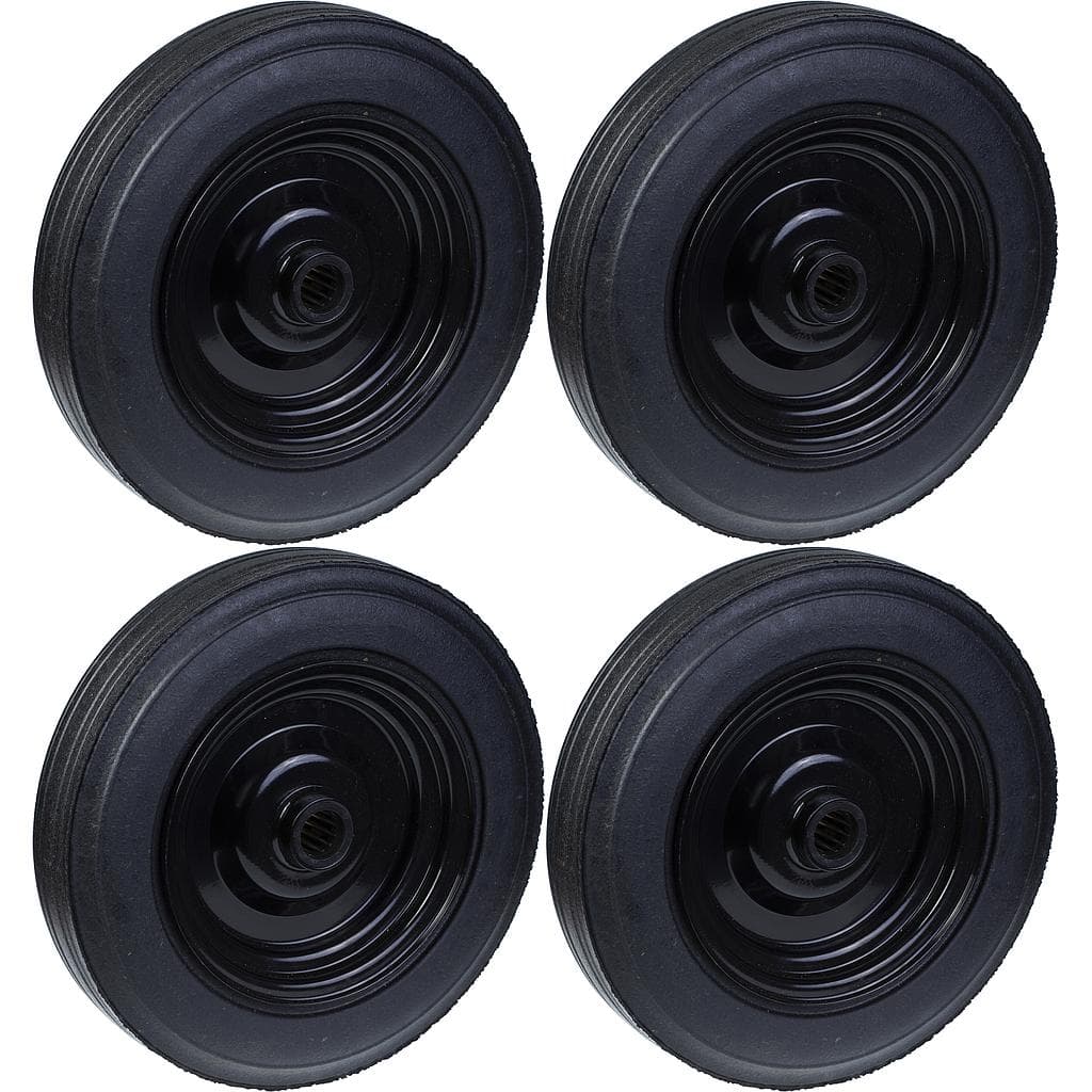 400mm 16 pyörä kumirengas puristettu teräskeskiö 31.8mm vahva 2000kg, 4 kpl:n sarja. – Parnells