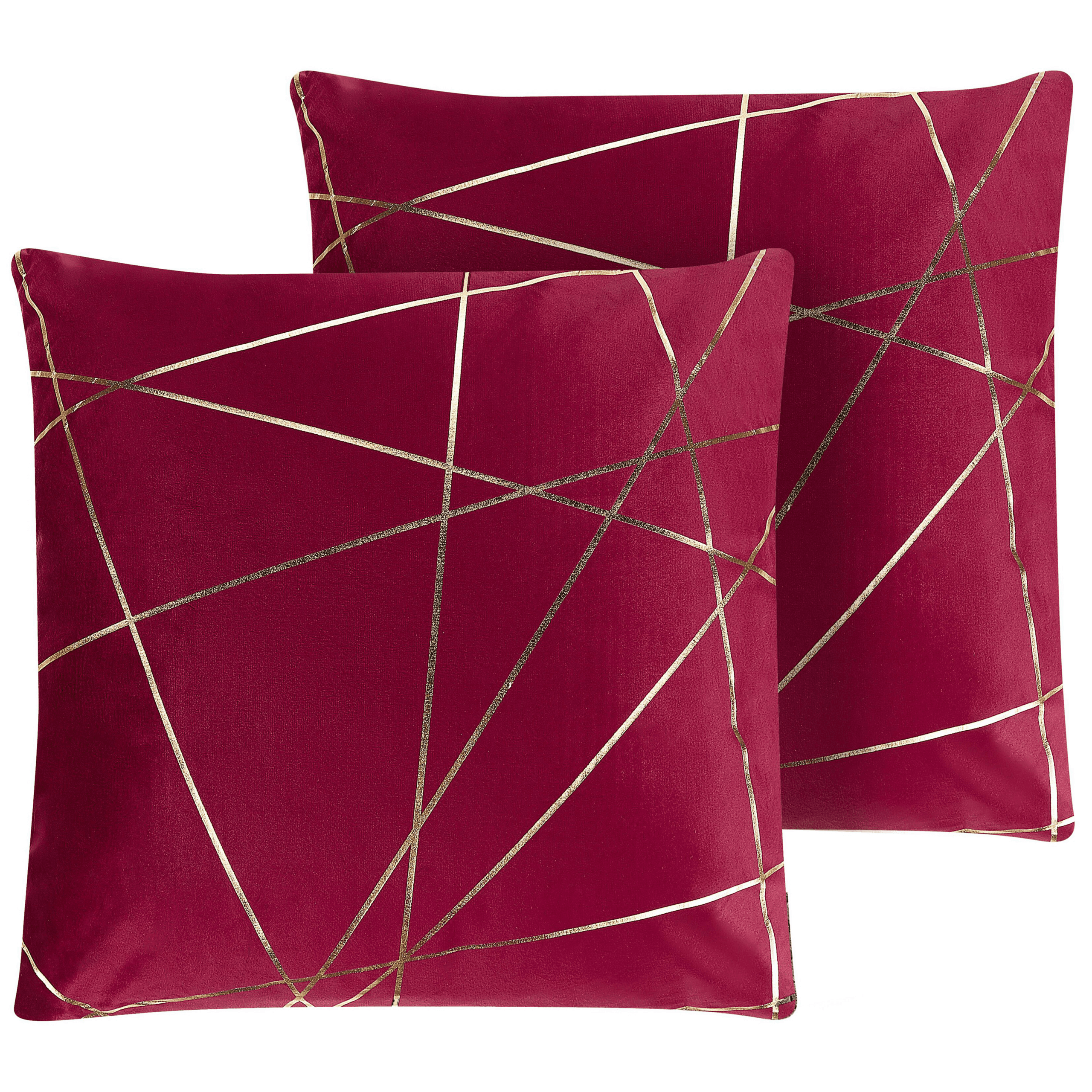 Koristetyynysetti 2 kpl PINUS sametti 45 x 45 cm Punainen Geometrinen kuvio