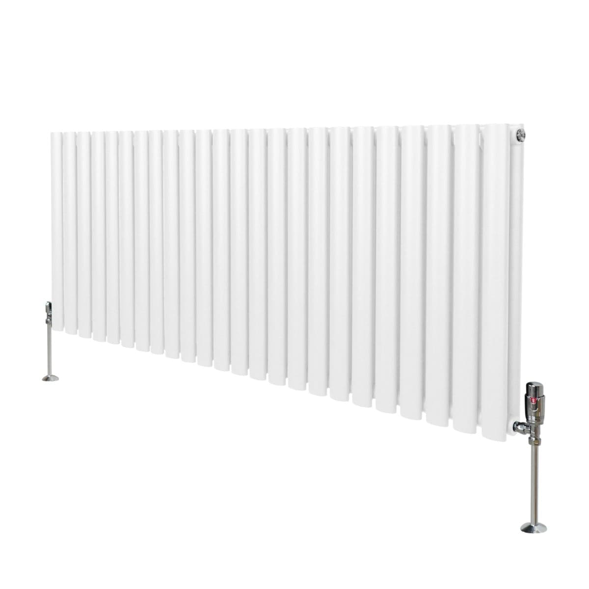 Soikea pylväspatteri ja venttiilit - 600 mm x 1440 mm – Valkoinen