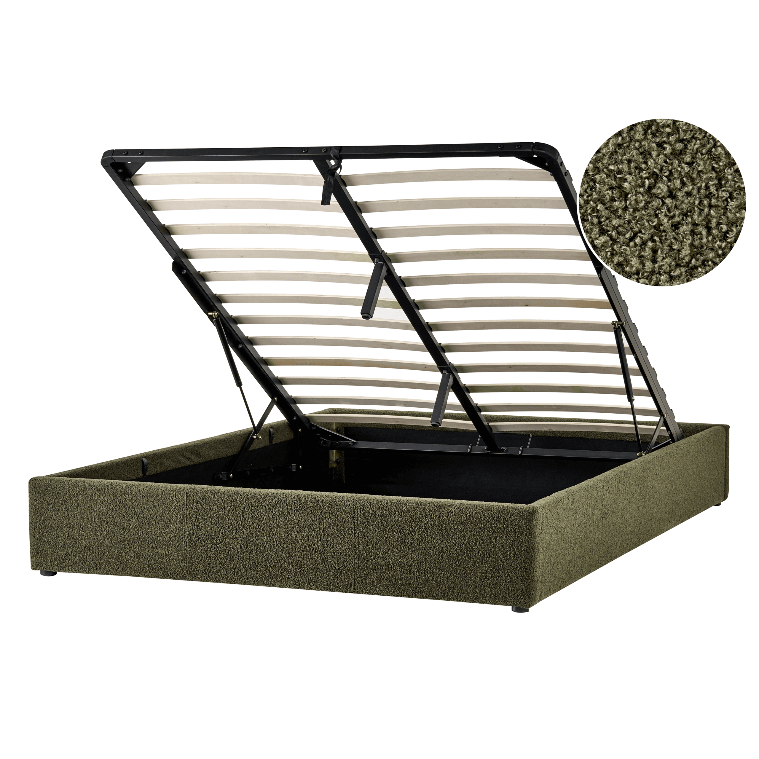 Sänky säilytystilalla buklee DINAN 140 x 200 cm Tummanvihreä – Beliani