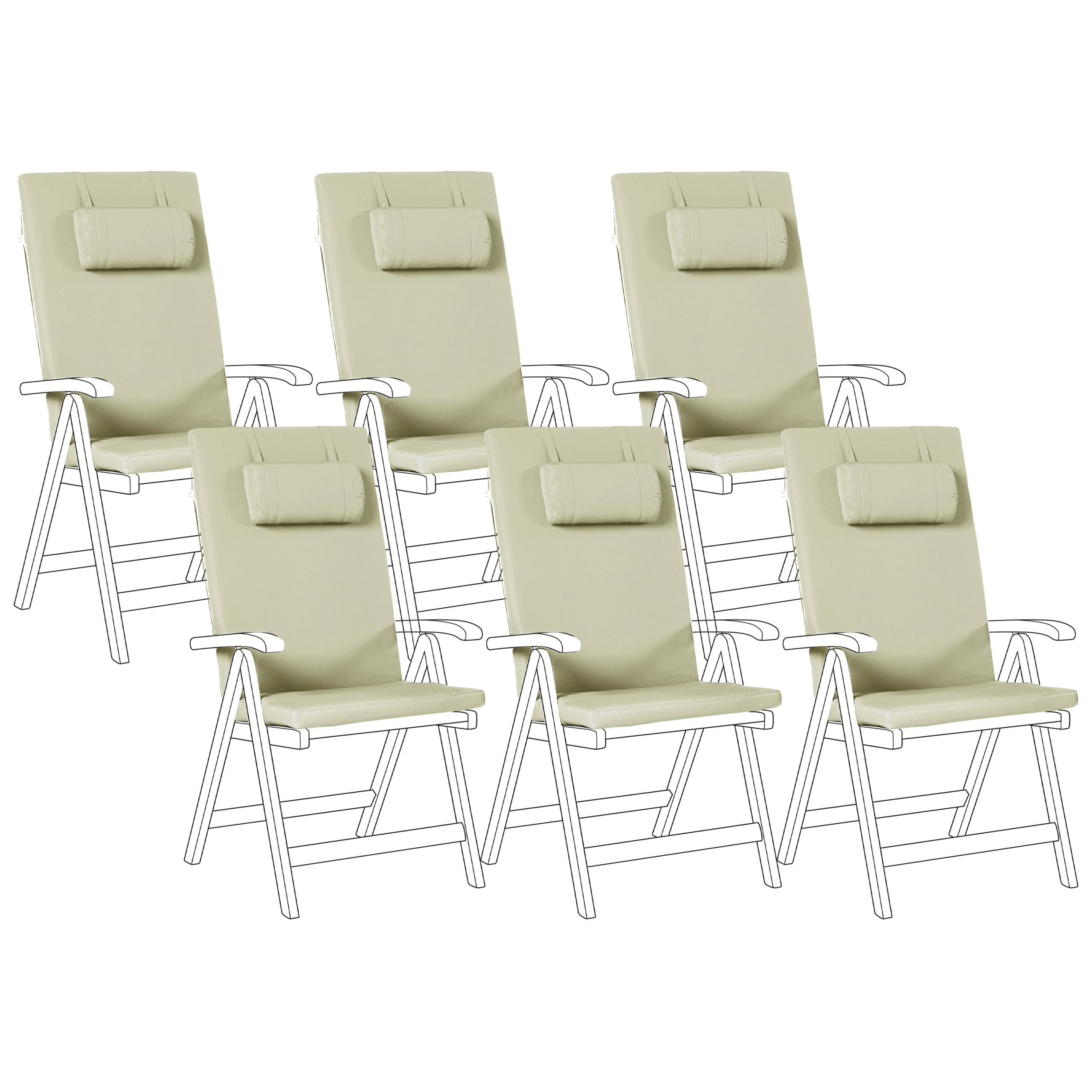 Selkä-/istuintyynysetti 6 kpl JAVA/AMANTEA PREMIUM 50 x 70 cm Vihreä