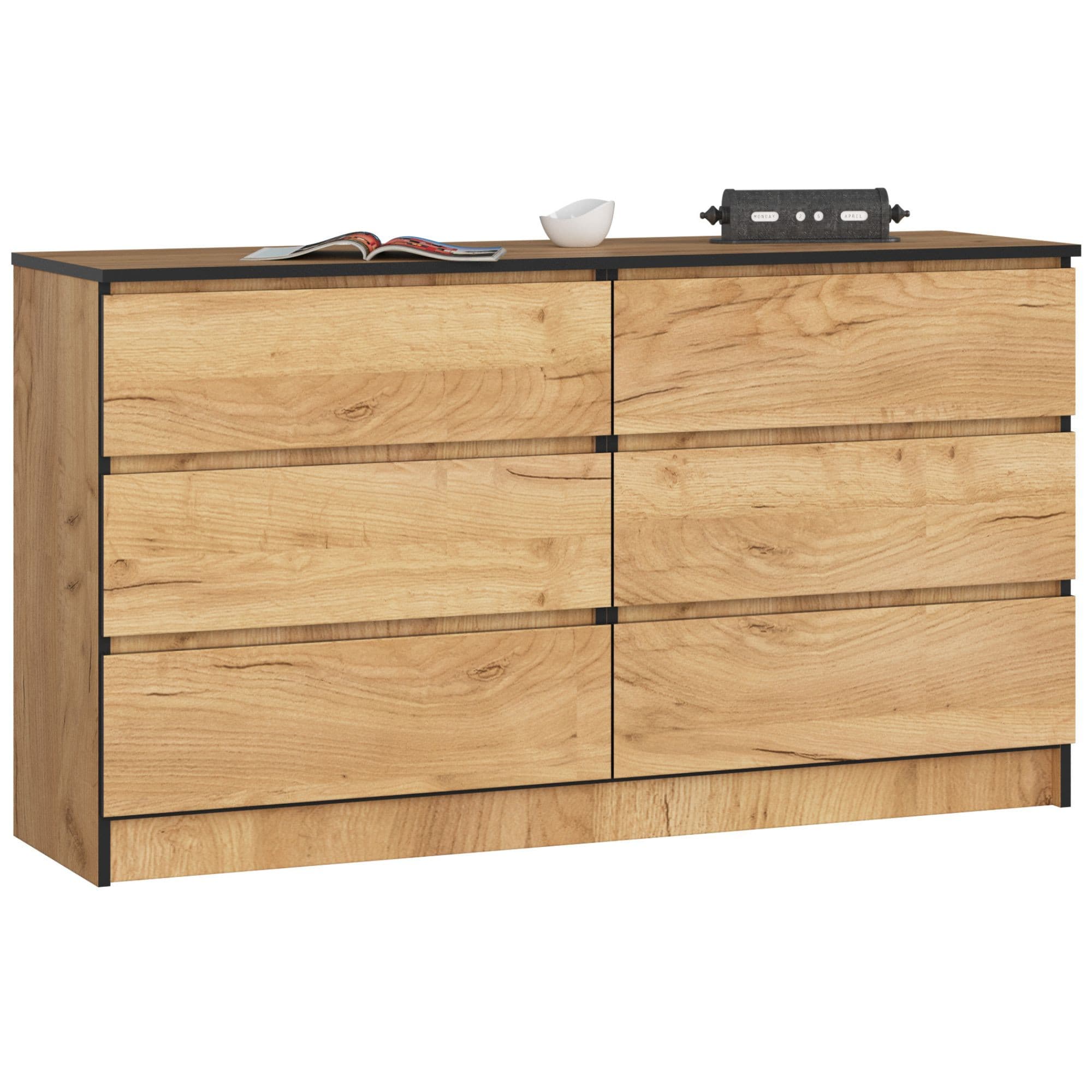Akord Lipasto 6 Laatikoa Craft-tammi 138x40x77 – Akord