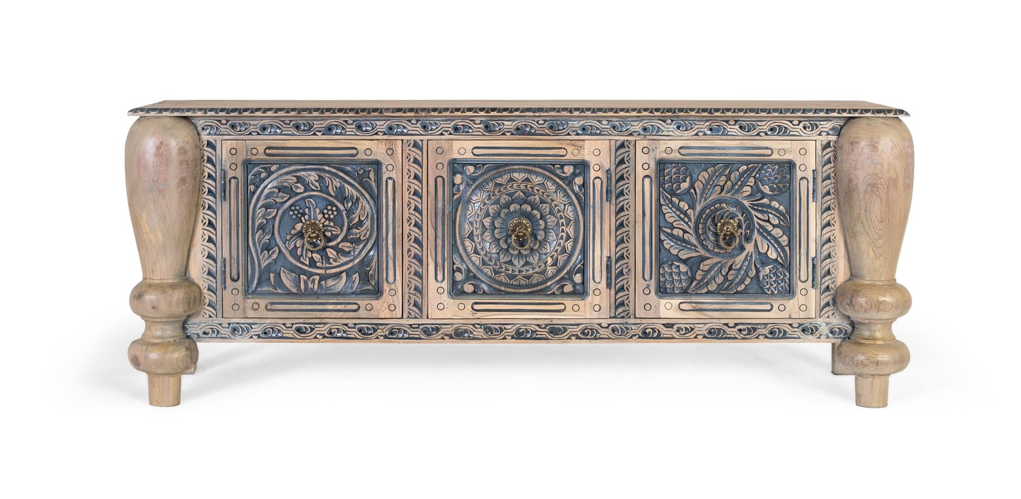 Käsin veistetty massiivitiikkinen senkki tukevilla sorvatuilla jaloilla – Giner y Colomer