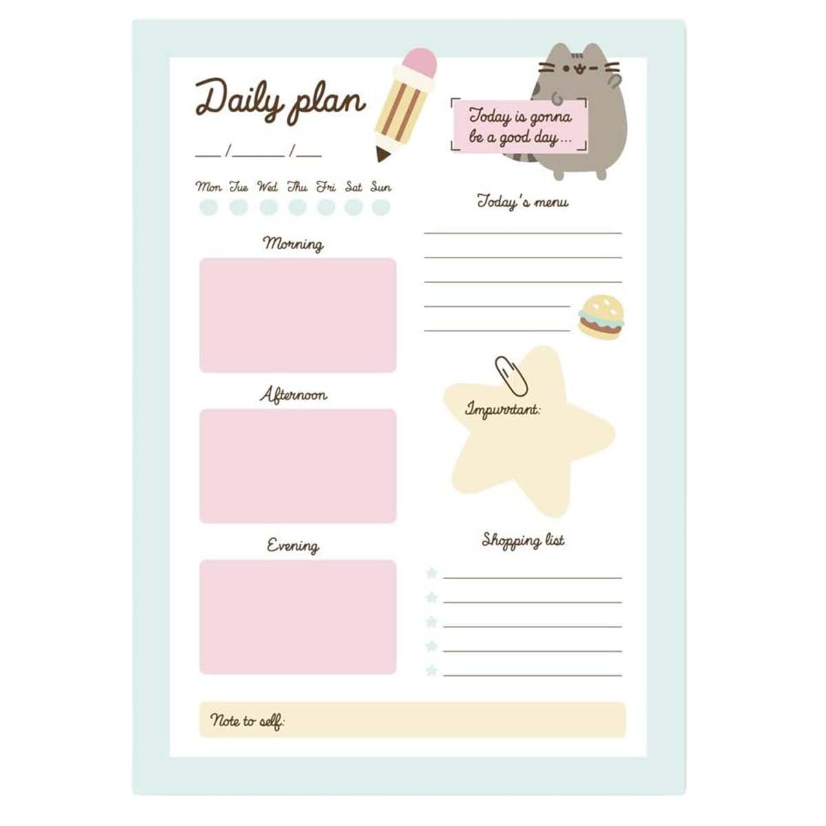 Päiväagenda A5, 54 sivua, Foodie Ludique -mallisto – Pusheen