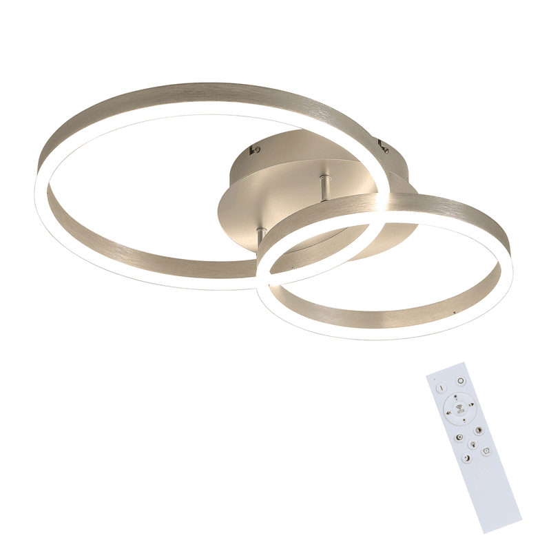 NETTLIFE LED-kattovalaisin, moderni muotoilu, himmennettävä, 59 cm, kaukosäätimellä, 2 kultaista akryylirengasta, 46 W – Nettlife